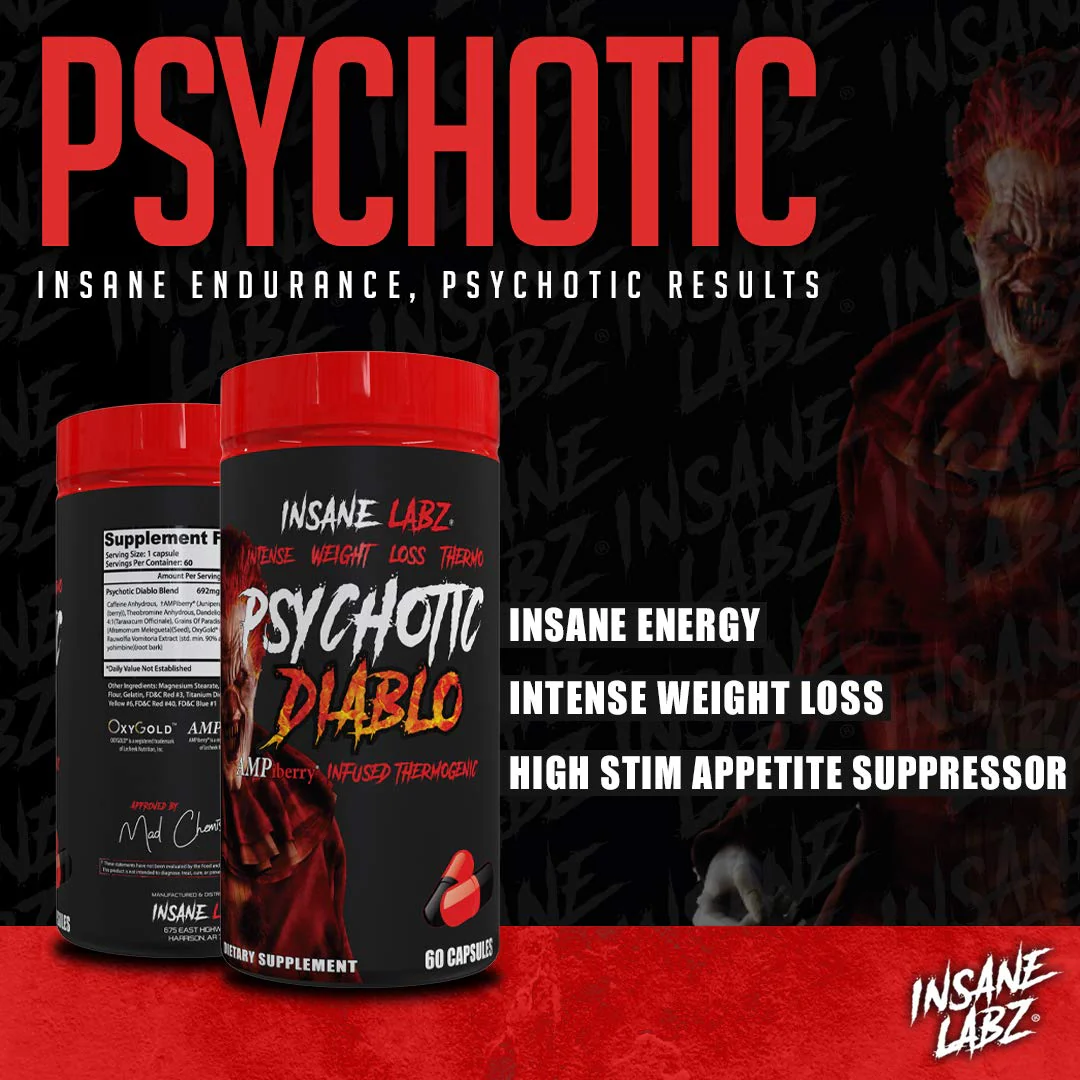 Psychotic Diablo Thermogenic Fat Burner by Insane Labz – Grains of Paradise, Theobromine, AMPiberry | 60 Servings - Image 4