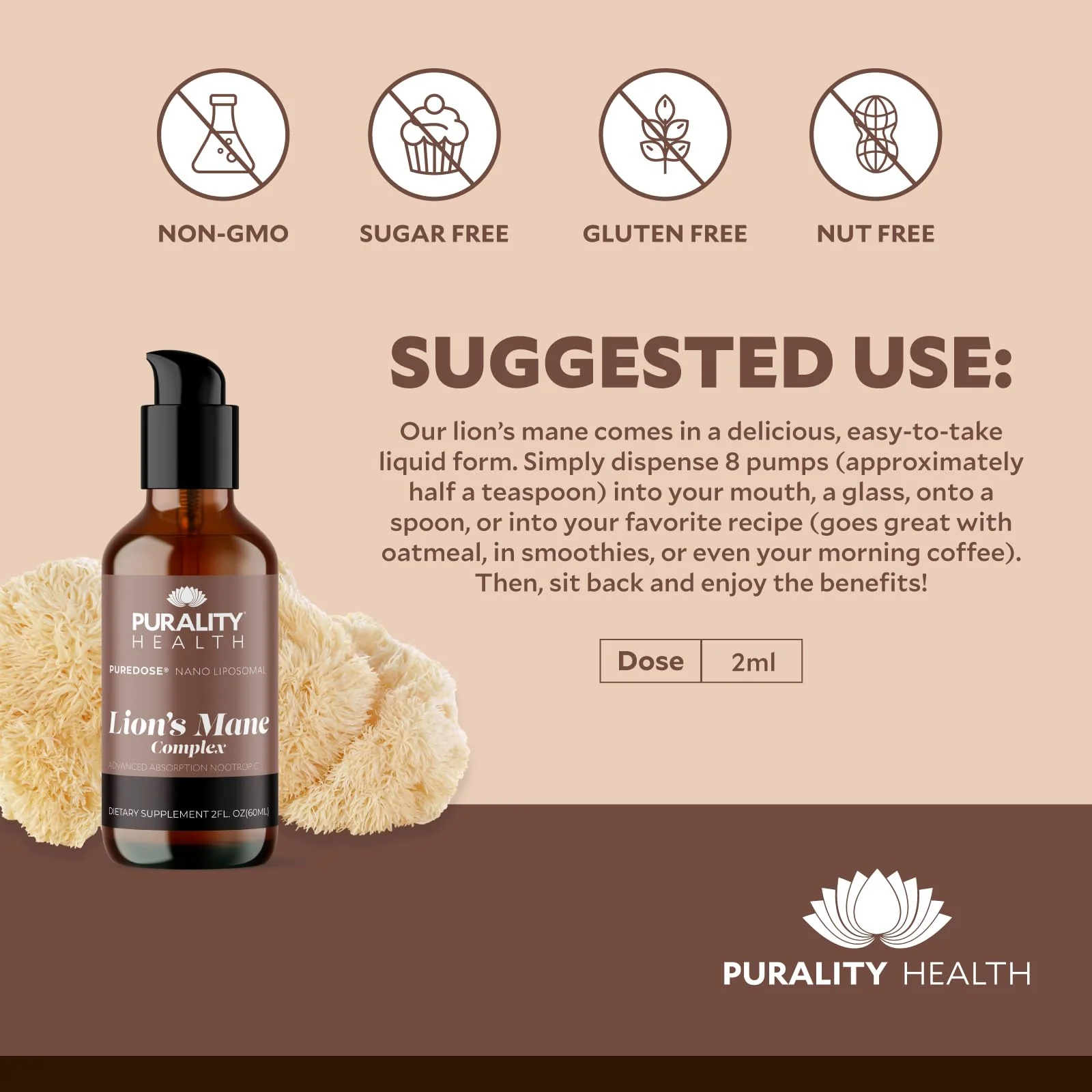 PURALITY HEALTH Lion's Mane Complex - Nano Liposomal Brain Support - Image 4