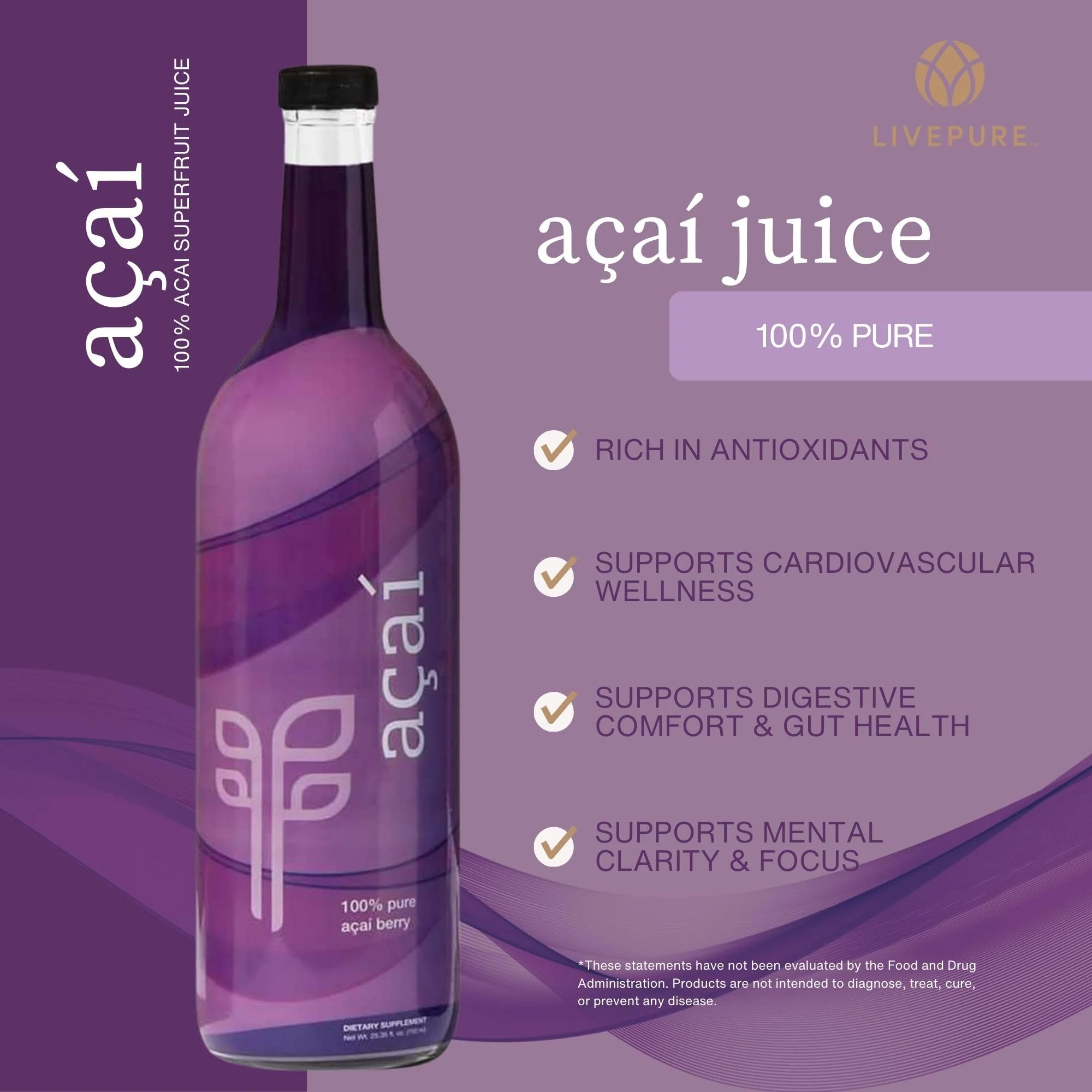 Pure 100% Acai Juice (750 ml) – Sugar-Free, Gluten-Free, Kosher - Image 2