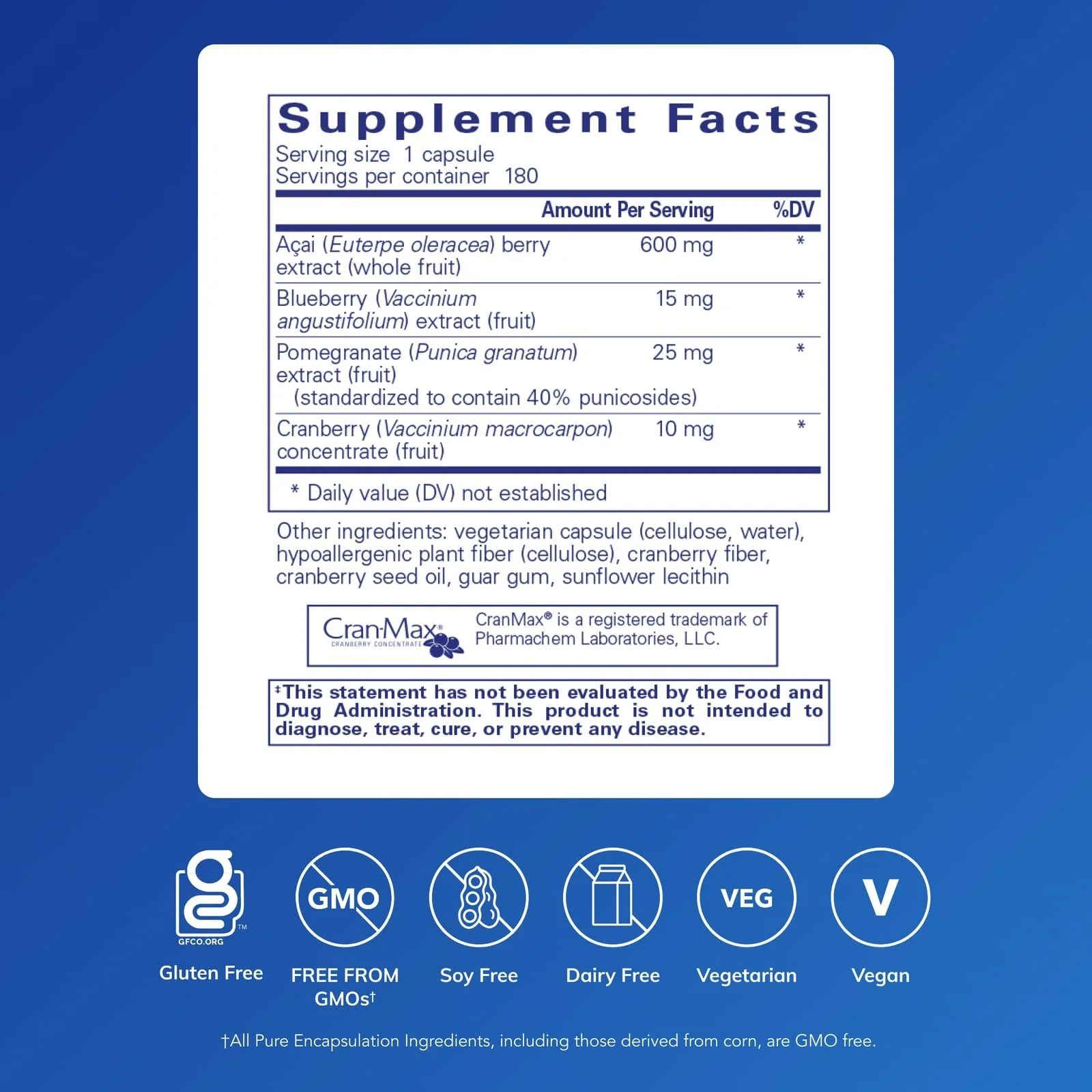 Pure Encapsulations Acai 600 | Berry Supplement for Antioxidants, Fiber & Immune Support | 180 Capsules - Image 2