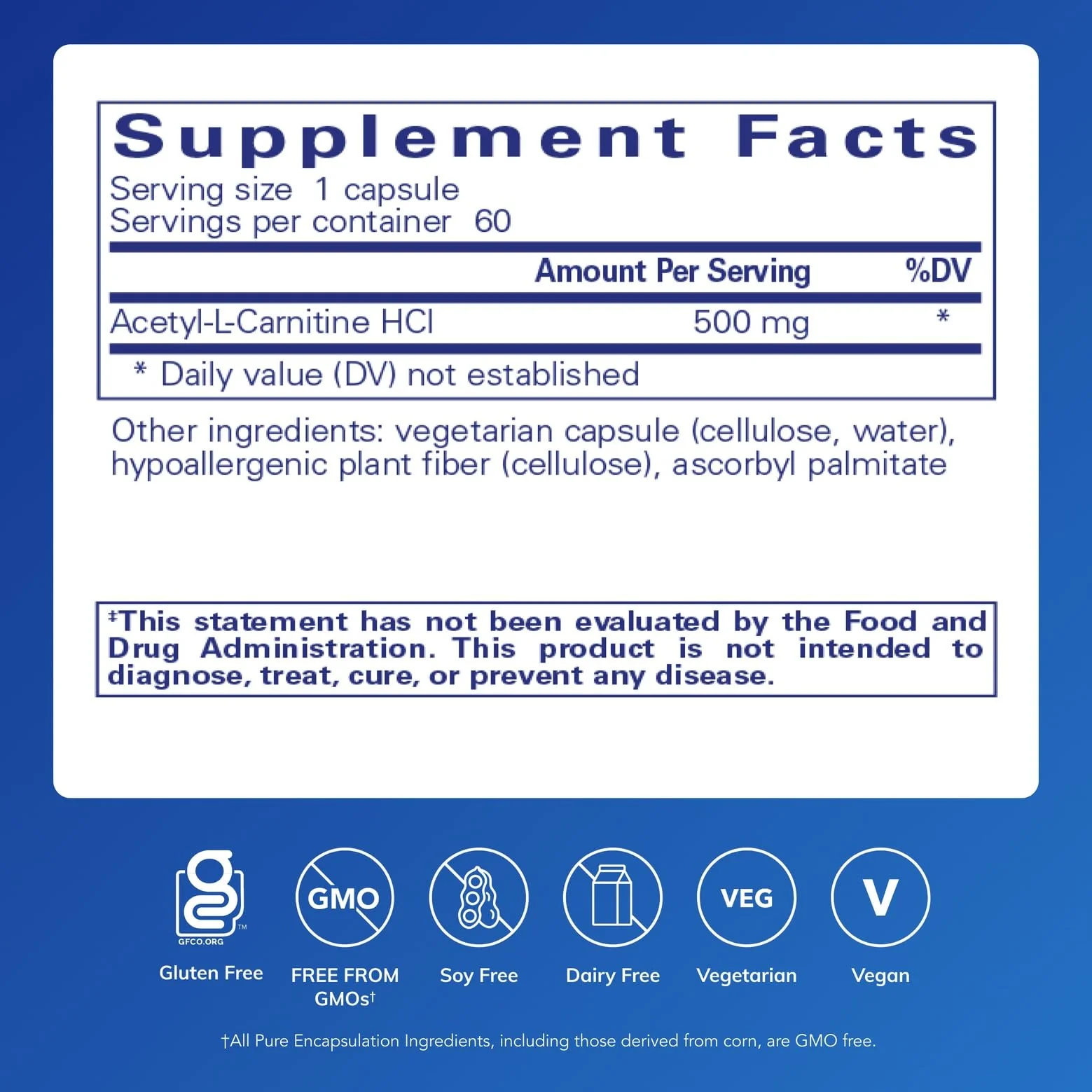 Pure Encapsulations Acetyl-L-Carnitine 500 mg | Memory & Focus Support | Gluten Free & Non-GMO | 60 Capsules - Image 9