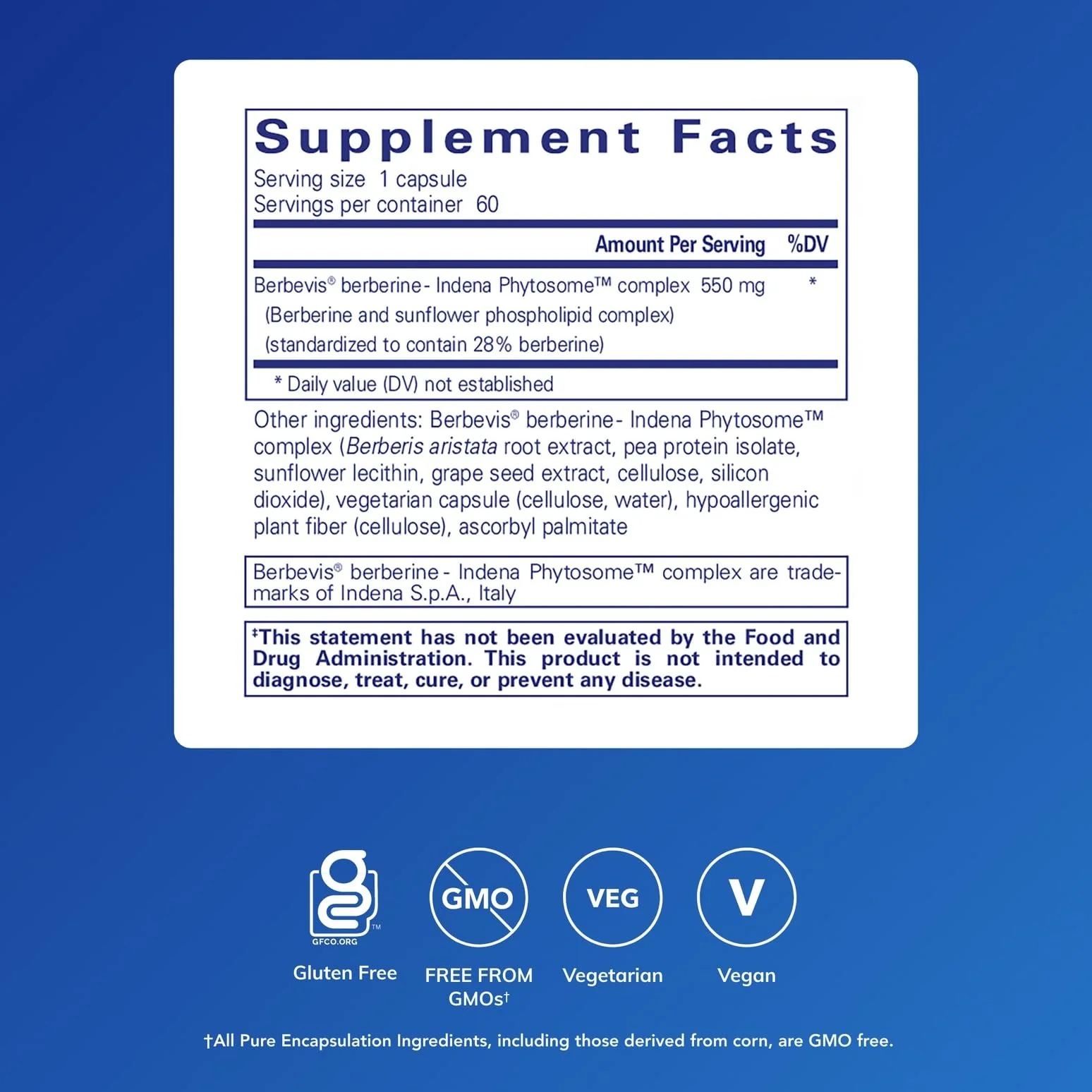 Pure Encapsulations Berberine UltraSorb 550 mg | Enhanced Absorption Berberine Phytosome | 60 capsules - Image 2