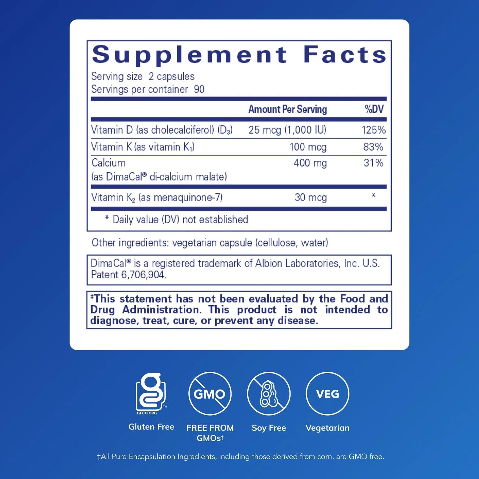 Pure Encapsulations Calcium K/D - Bone Health Support with Vitamin D & K | 180 Capsules - Image 2