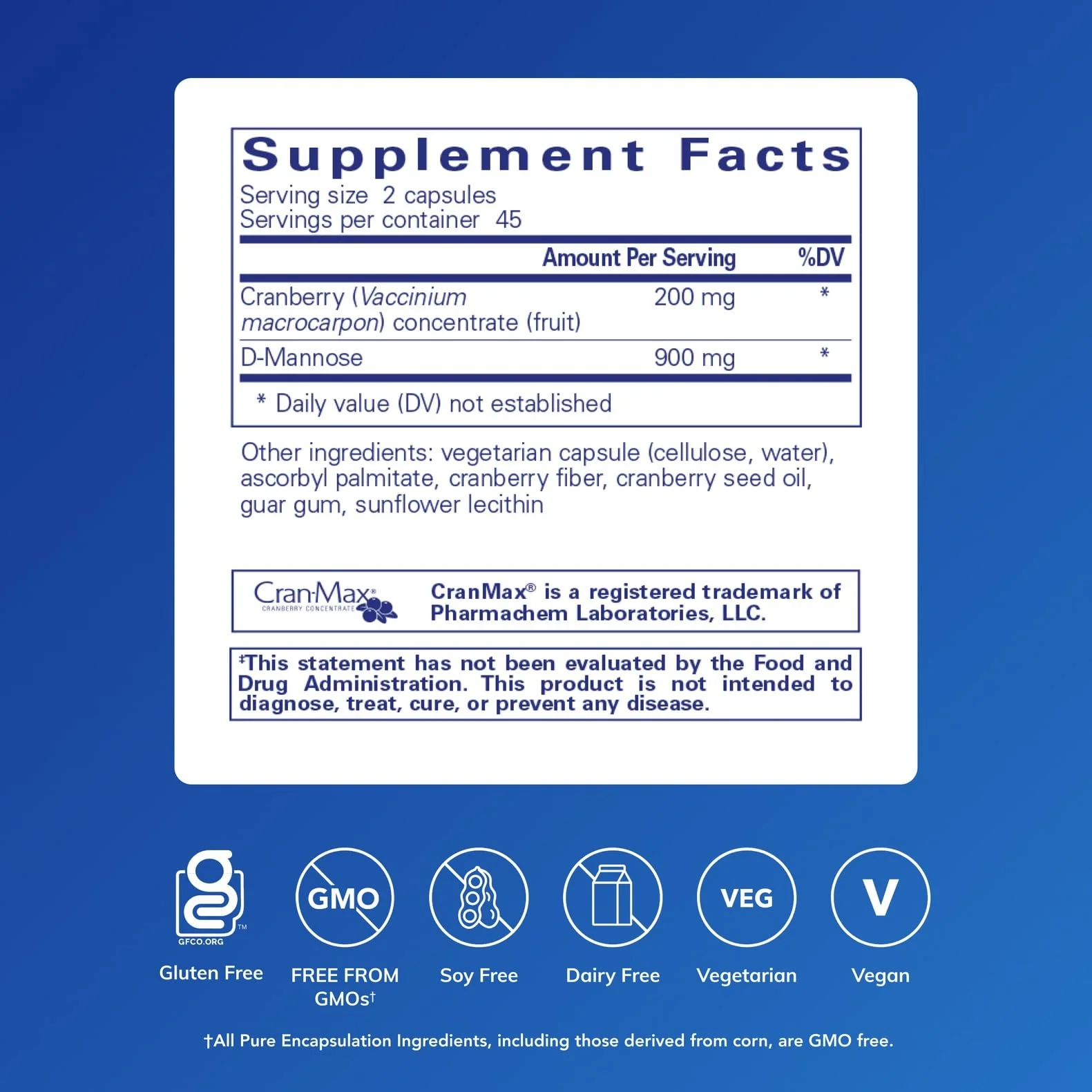 Pure Encapsulations Cranberry D-Mannose - Supports Urinary Tract Health - Vegan & Non-GMO - 90 Capsules - Image 9