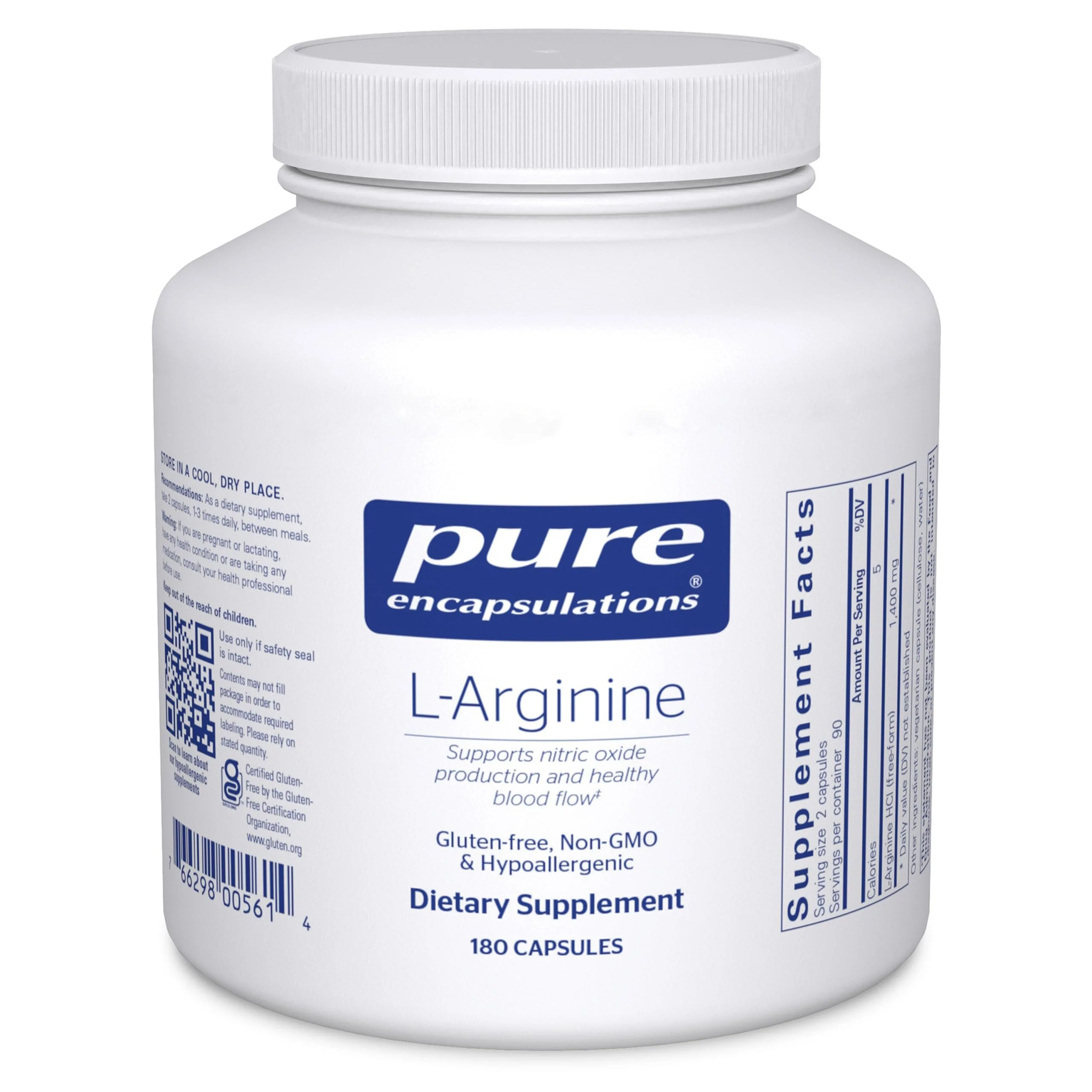 Pure Encapsulations L-Arginine 1,400 mg – Supports Nitric Oxide & Circulation | Gluten Free & Non-GMO | 180 Capsules - Image 8