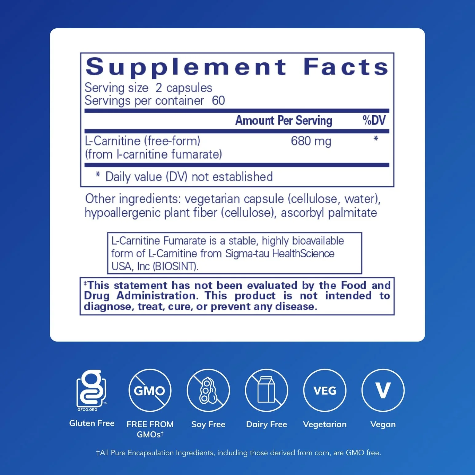 Pure Encapsulations L-Carnitine Fumarate | Hypoallergenic Energy Support, 120 Capsules - Image 2