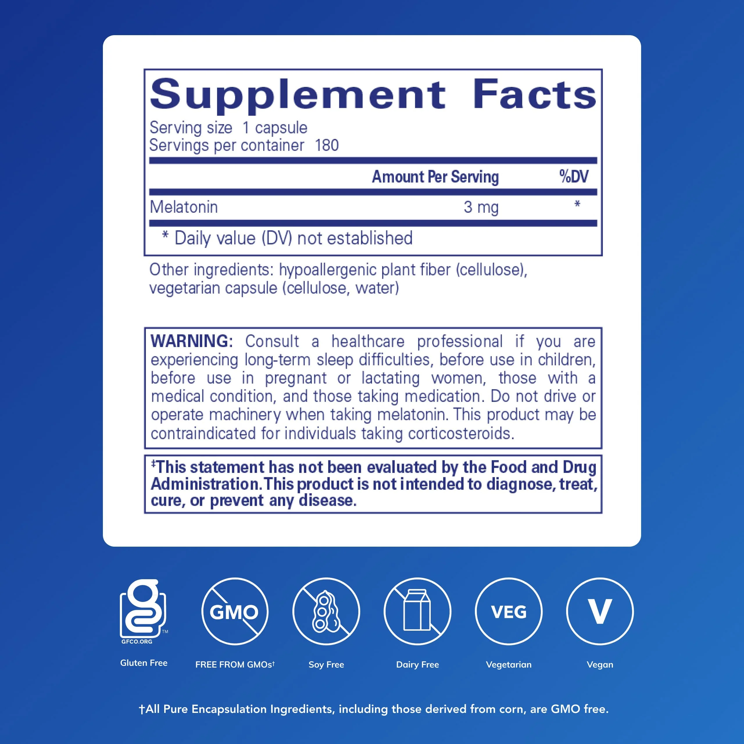 Pure Encapsulations Melatonin 3 mg – Natural Sleep Support | 180 Capsules - Image 9