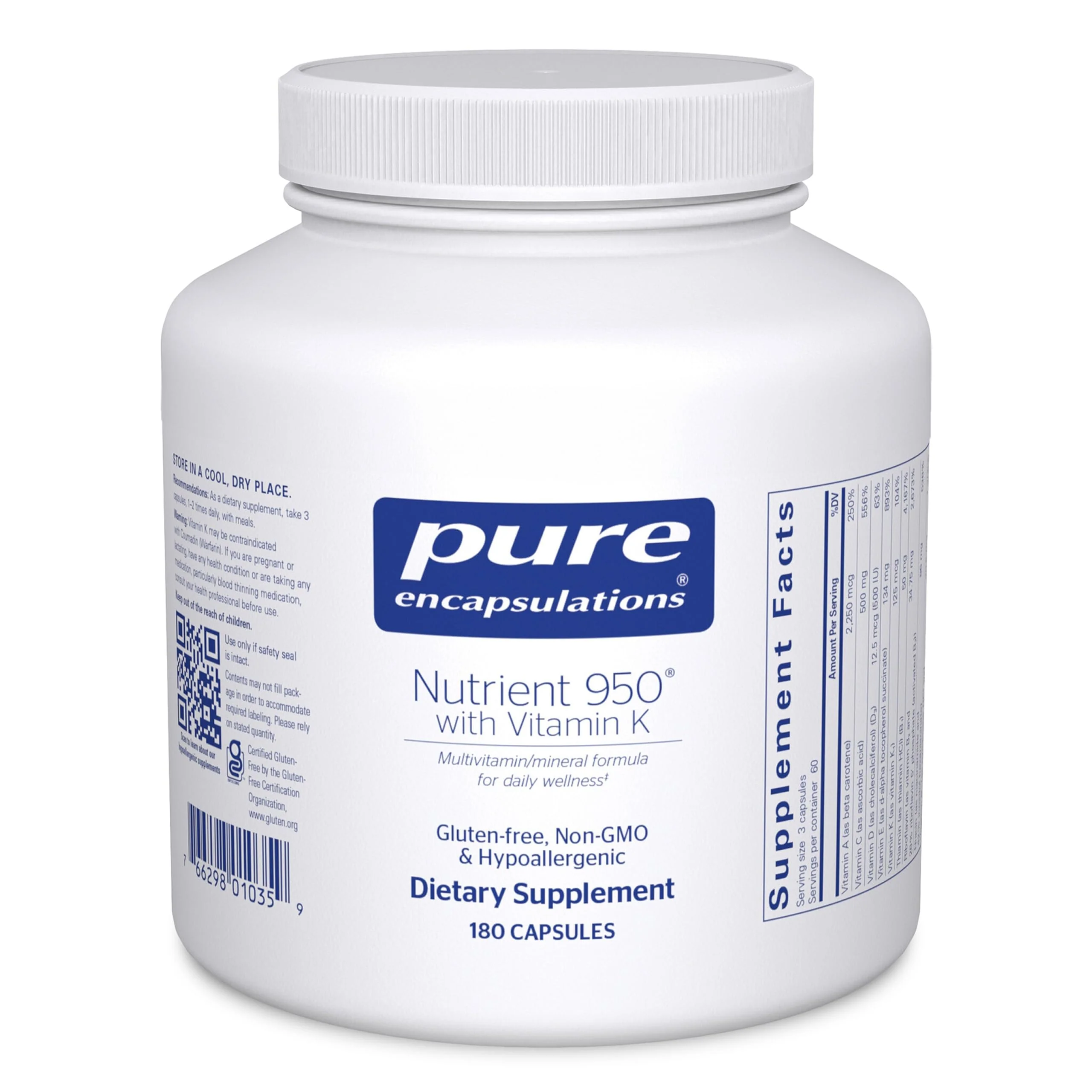 Pure Encapsulations Nutrient 950 with Vitamin K – 180 Capsules – Multivitamin & Mineral for Bone & Arterial Support – Gluten Free & Non-GMO - Image 8