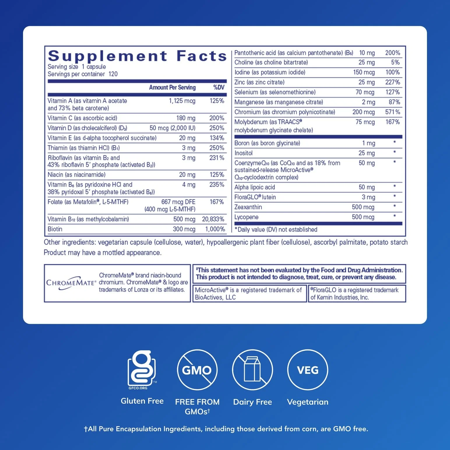 Pure Encapsulations O.N.E. Multivitamin – Once Daily Multivitamin with Metafolin, CoQ10, and Lutein | 120 Capsules - Image 2