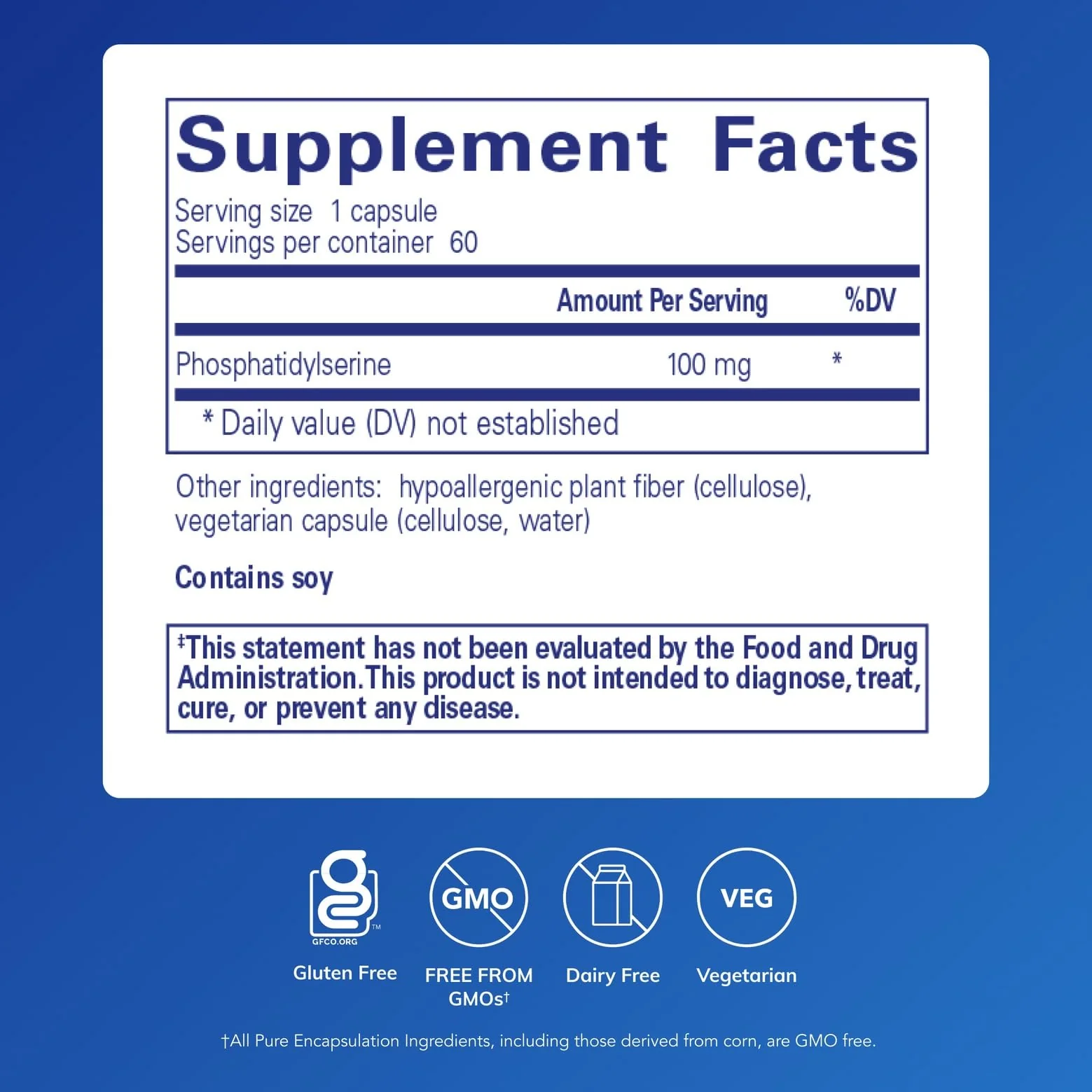 Pure Encapsulations PS 100 | Phosphatidylserine for Brain & Memory Support | 60 Capsules - Image 2