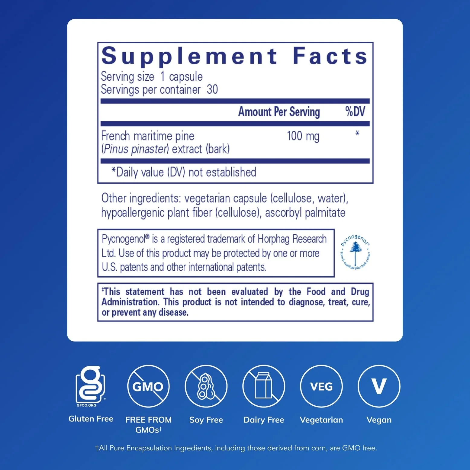 Pure Encapsulations Pycnogenol 100 mg | Hypoallergenic Vascular Health & Antioxidant Support | 30 Capsules - Image 2