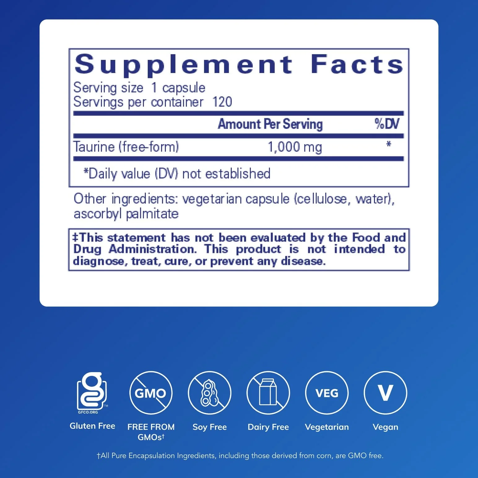 Pure Encapsulations Taurine 1,000 mg – Heart Health & Detox | Vegan & Gluten Free | 120 Capsules - Image 2