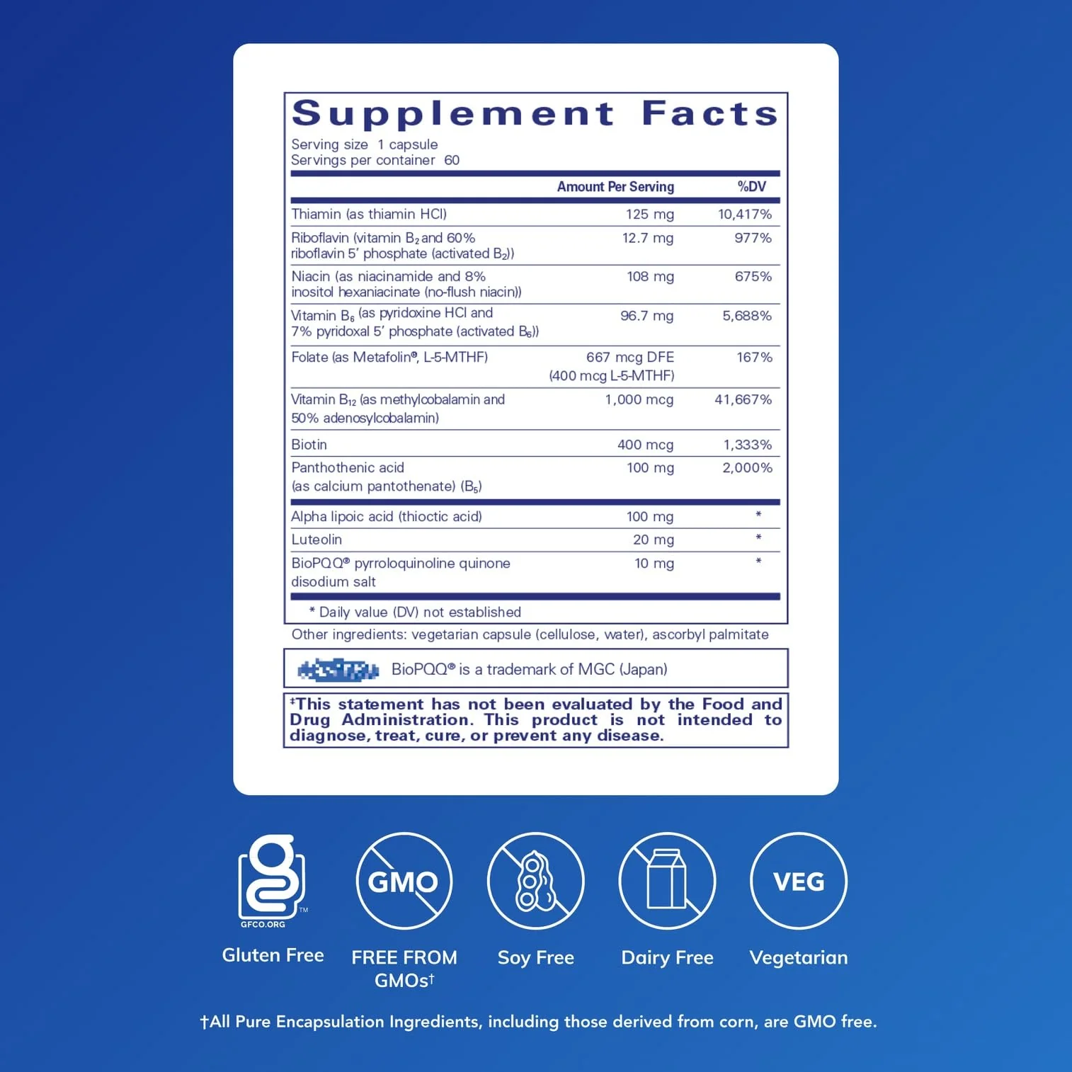 Pure Encapsulations Ultra B-Complex with PQQ | B-Vitamin Formula for Nerve, Mitochondrial & Methylation Support | 60 Capsules - Image 9