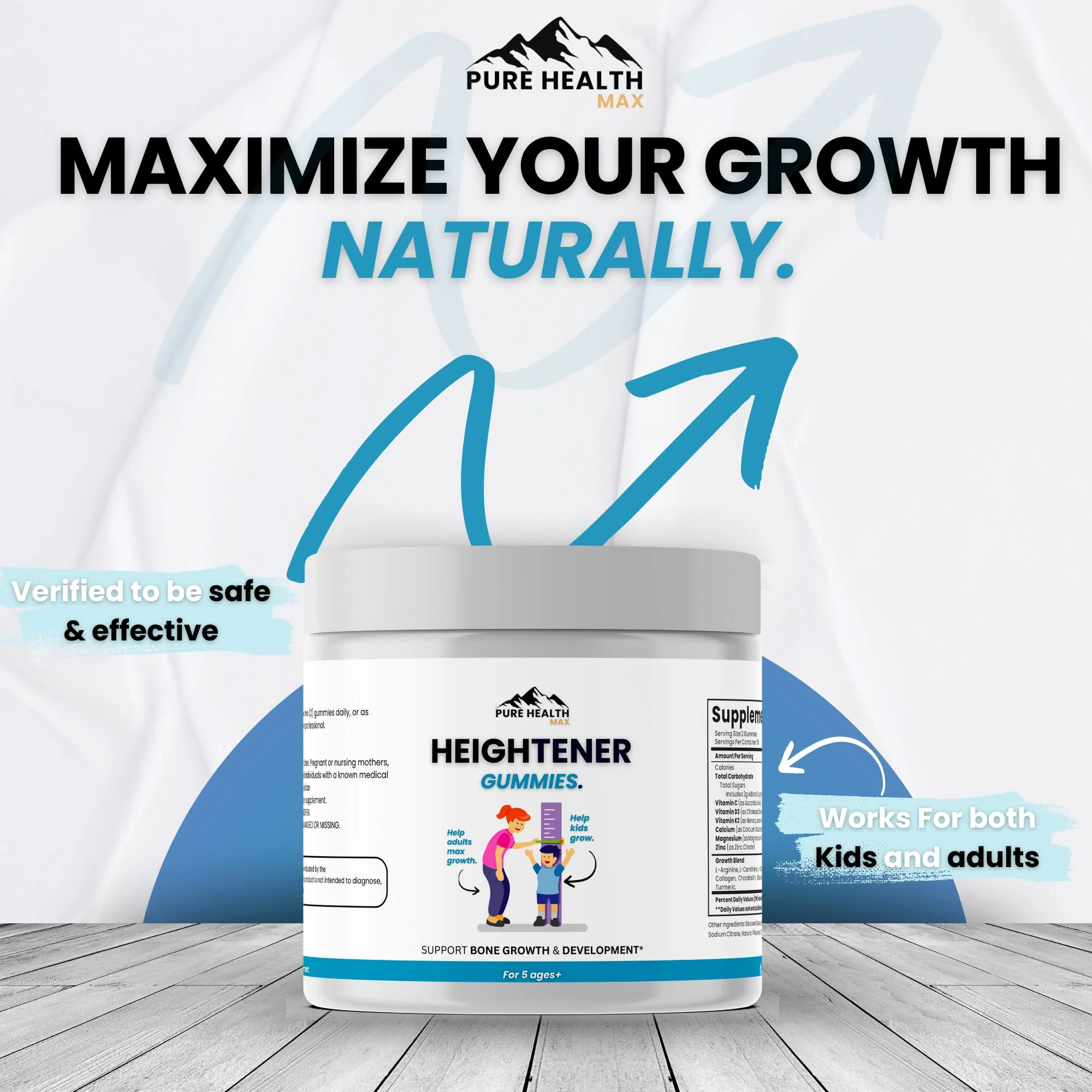 PURE HEALTH MAX Heightener Gummies — Natural Height Growth Support for Kids, Teens & Adults | Calcium & Zinc + L-Arginine - Image 6
