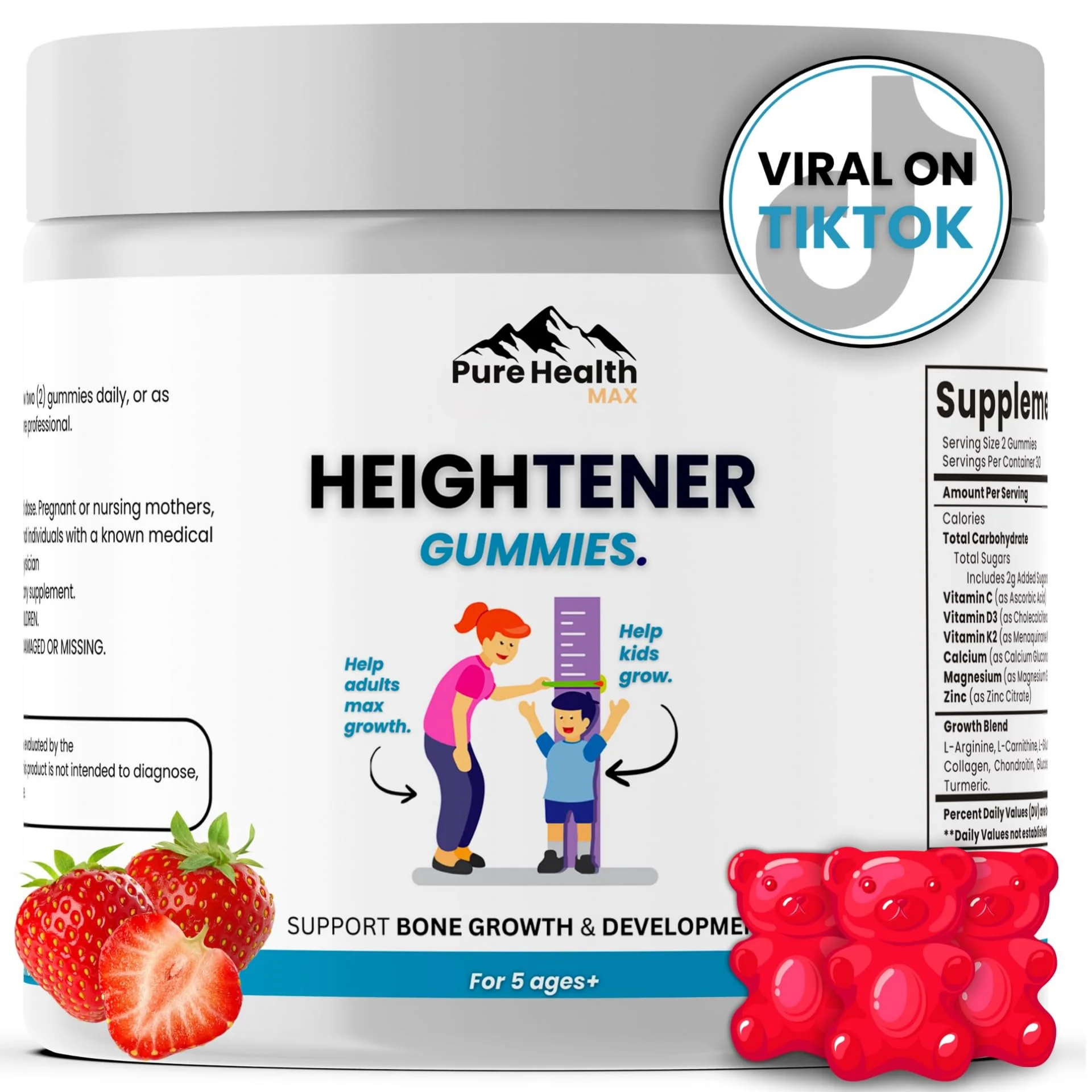 PURE HEALTH MAX Heightener Gummies — Natural Height Growth Support for Kids, Teens & Adults | Calcium & Zinc + L-Arginine - Image 7