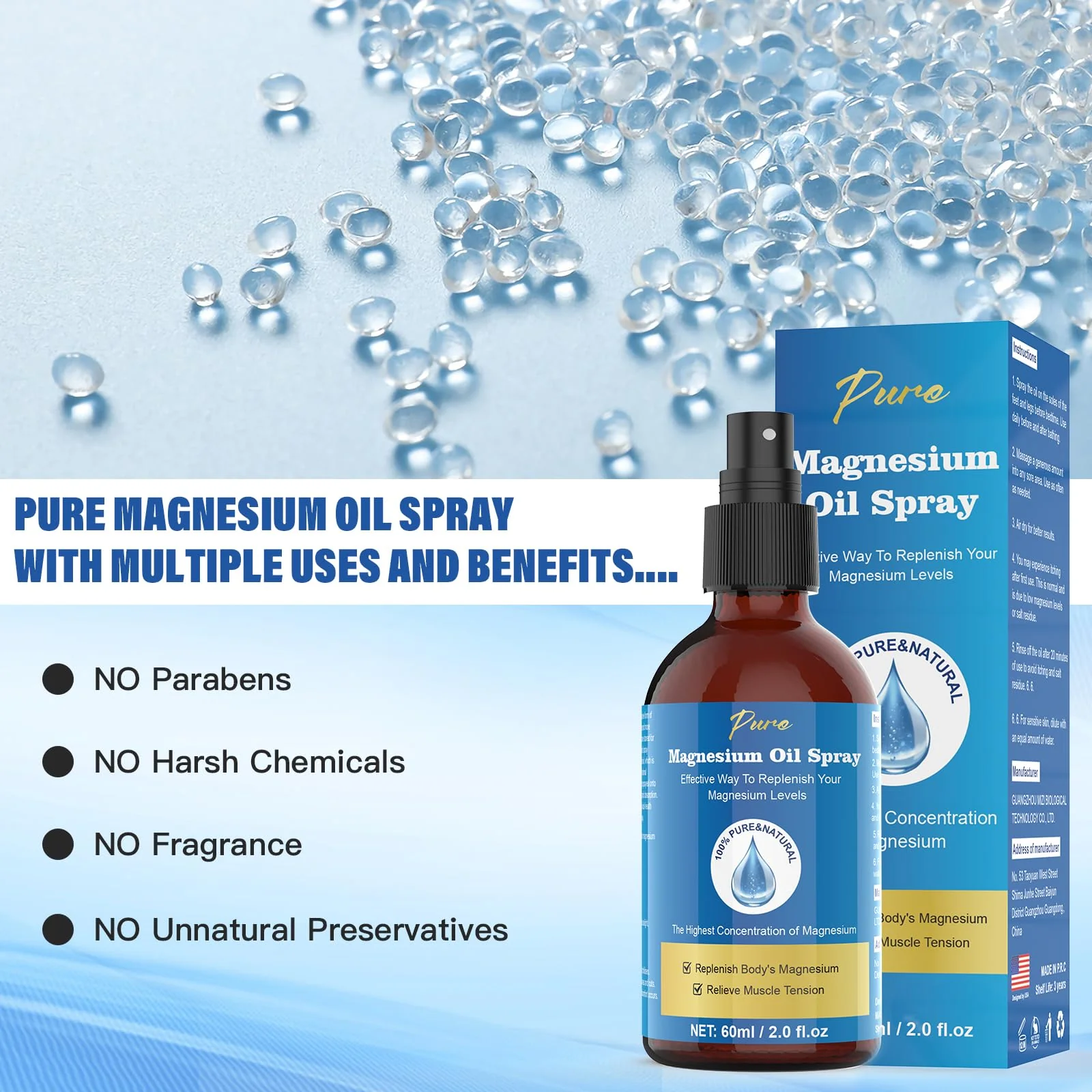 Pure Magnesium Oil Spray | Mg Oil for Feet – 2 oz / 60 ml - Image 6