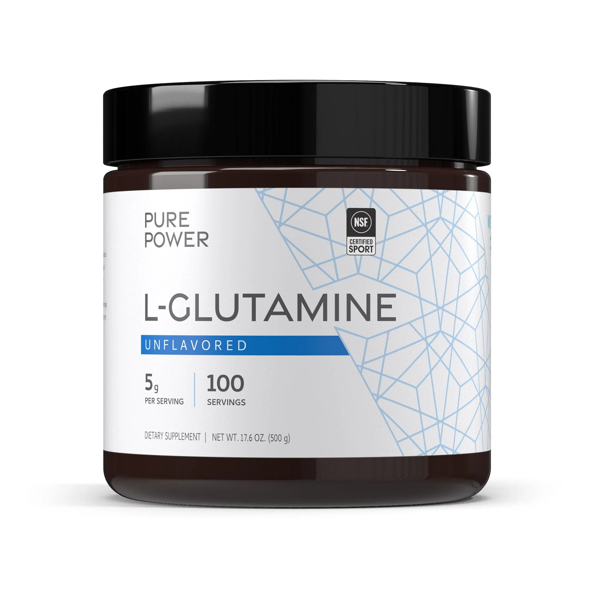 Pure Power L-Glutamine, Unflavored, 17.6 oz (500 g), 100 Servings (1 Jar), 5 g Per Serving, Non-GMO, NSF Certified for Sport, Dr. Mercola