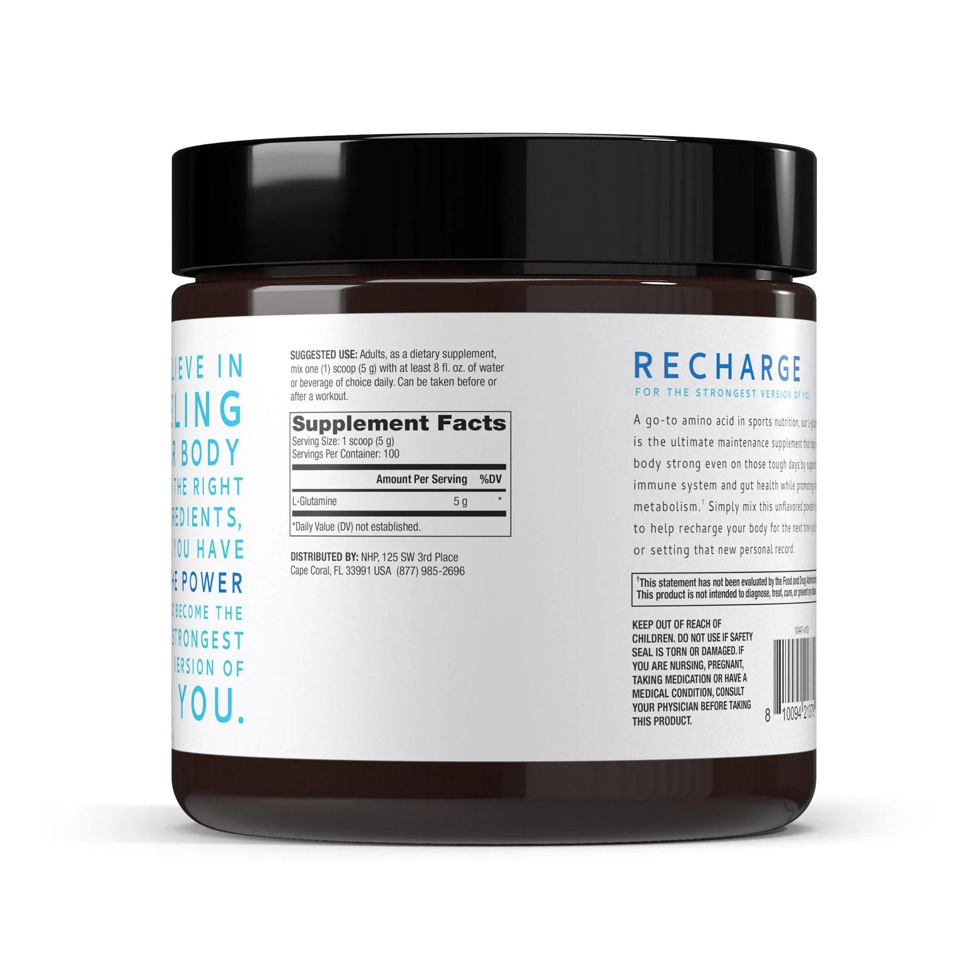 Pure Power L-Glutamine, Unflavored, 17.6 oz (500 g), 100 Servings (1 Jar), 5 g Per Serving, Non-GMO, NSF Certified for Sport, Dr. Mercola - Image 2