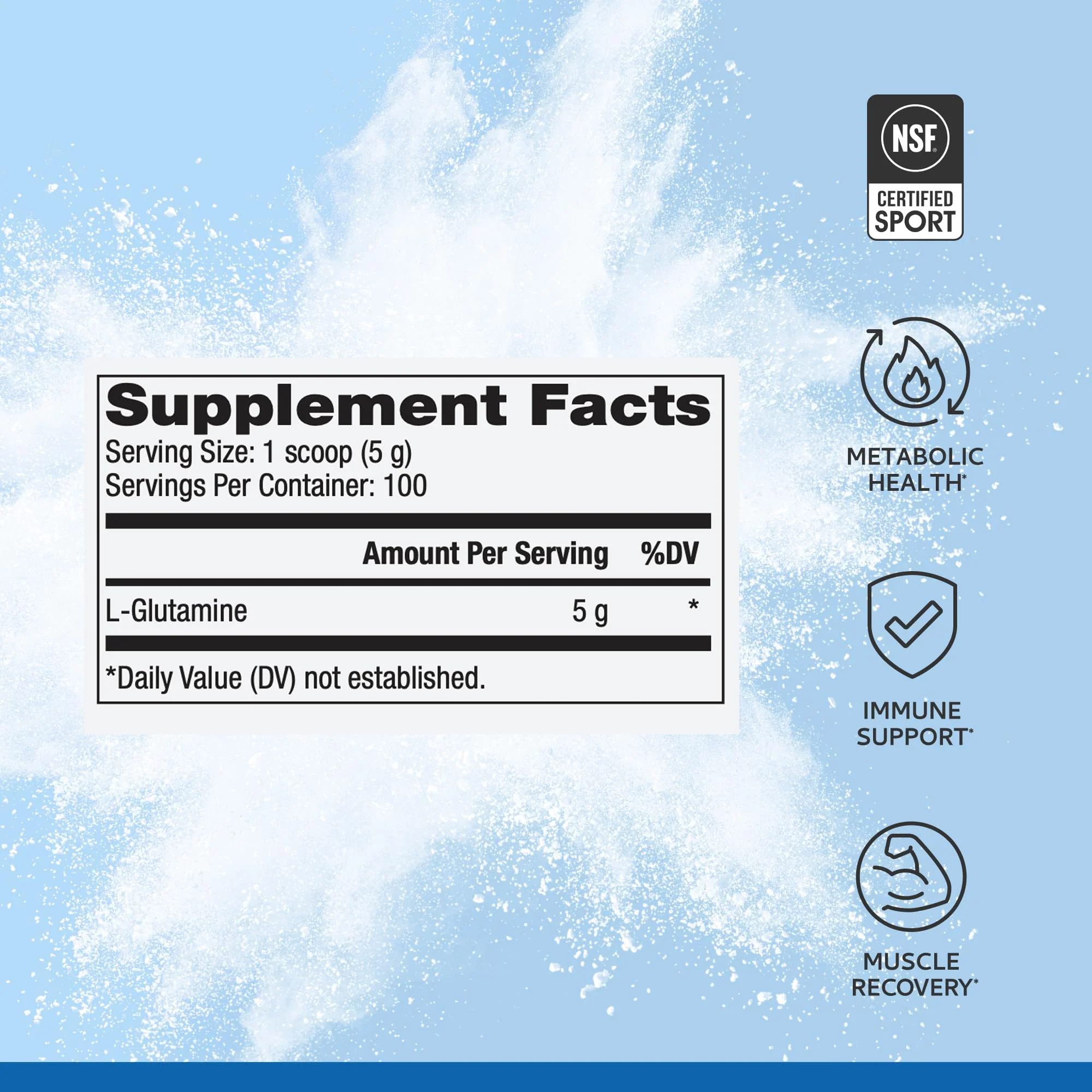Pure Power L-Glutamine, Unflavored, 17.6 oz (500 g), 100 Servings (1 Jar), 5 g Per Serving, Non-GMO, NSF Certified for Sport, Dr. Mercola - Image 9