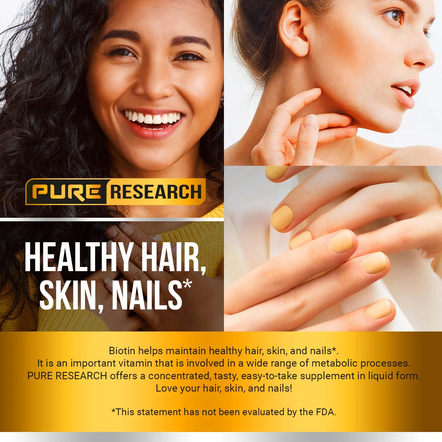 PURE RESEARCH Biotin & Collagen 60,000mcg Hair Growth Liquid Drops – Strong Nails, Healthy Hair & Glowing Skin (4 Fl Oz) - Image 10