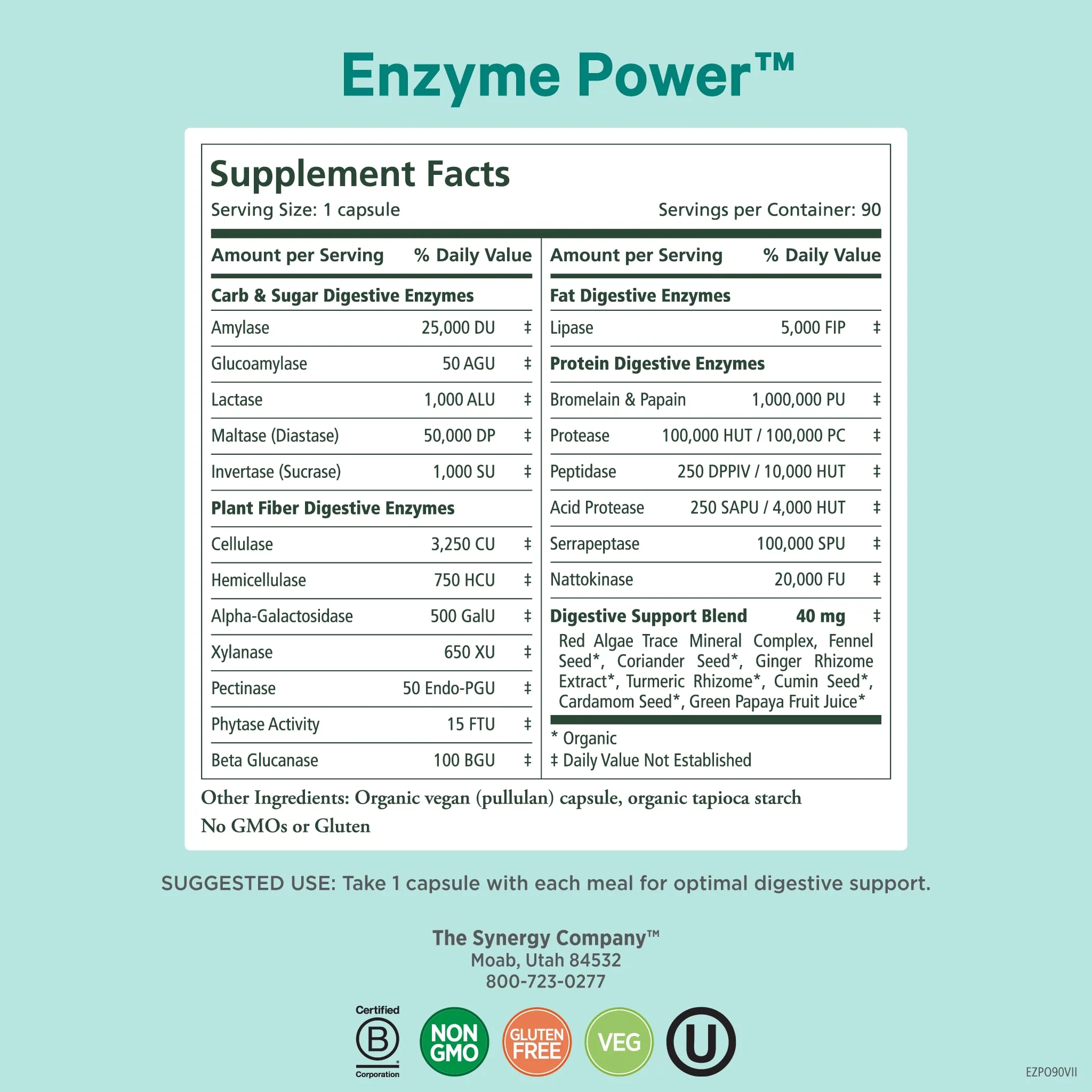 PURE SYNERGY Enzyme Power | Digestive Enzyme Supplement with Nattokinase, Bromelain & Serrapeptase | 90 Capsules - Image 8