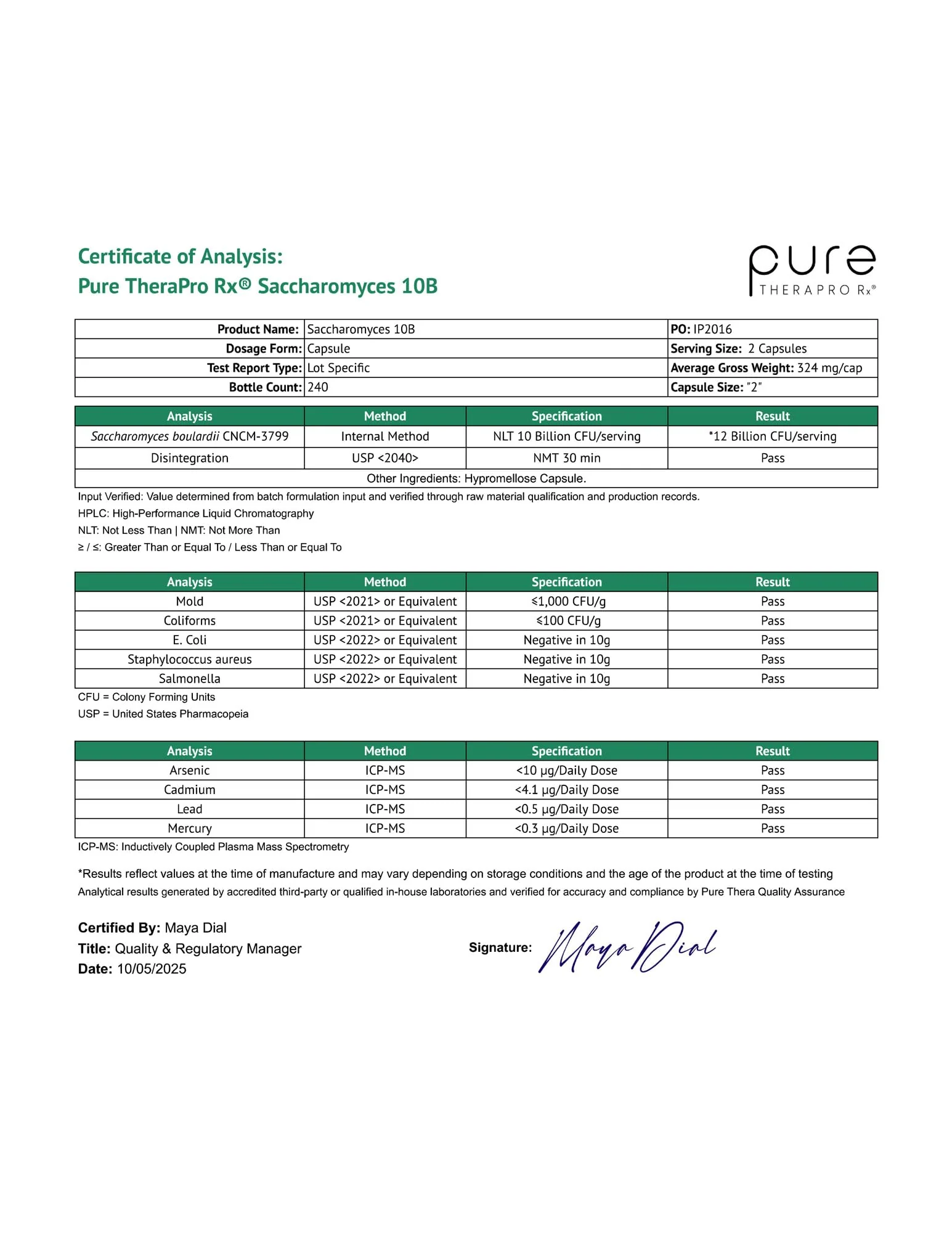 Pure Therapro Rx Saccharomyces boulardii Probiotics 10B CFU | Made in USA | Patented CNCM I-3799 | 240 Capsules - Image 14