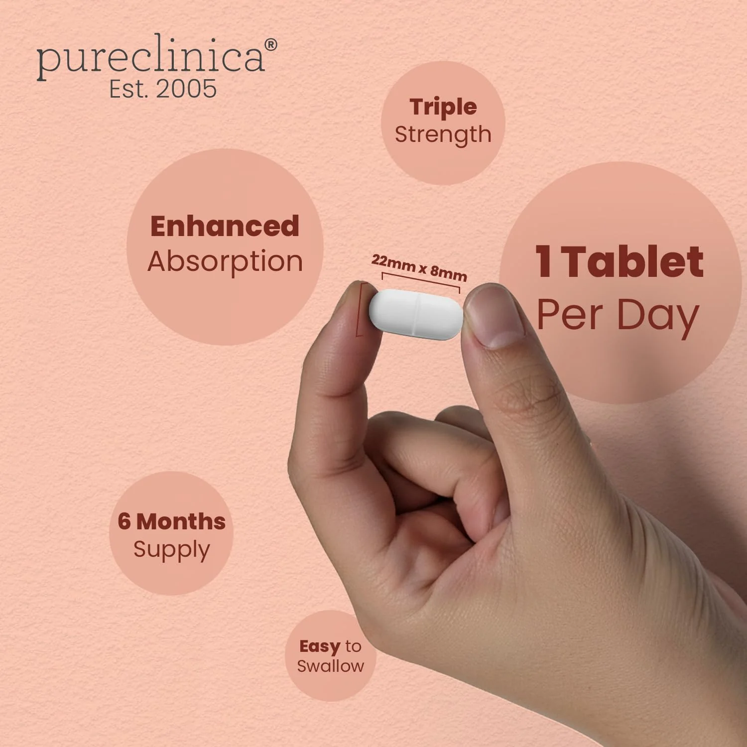 PureClinica 1500mg UltraColl Collagen + Hyaluronic Acid - 180 Tablets | 6 Months Supply - Image 2