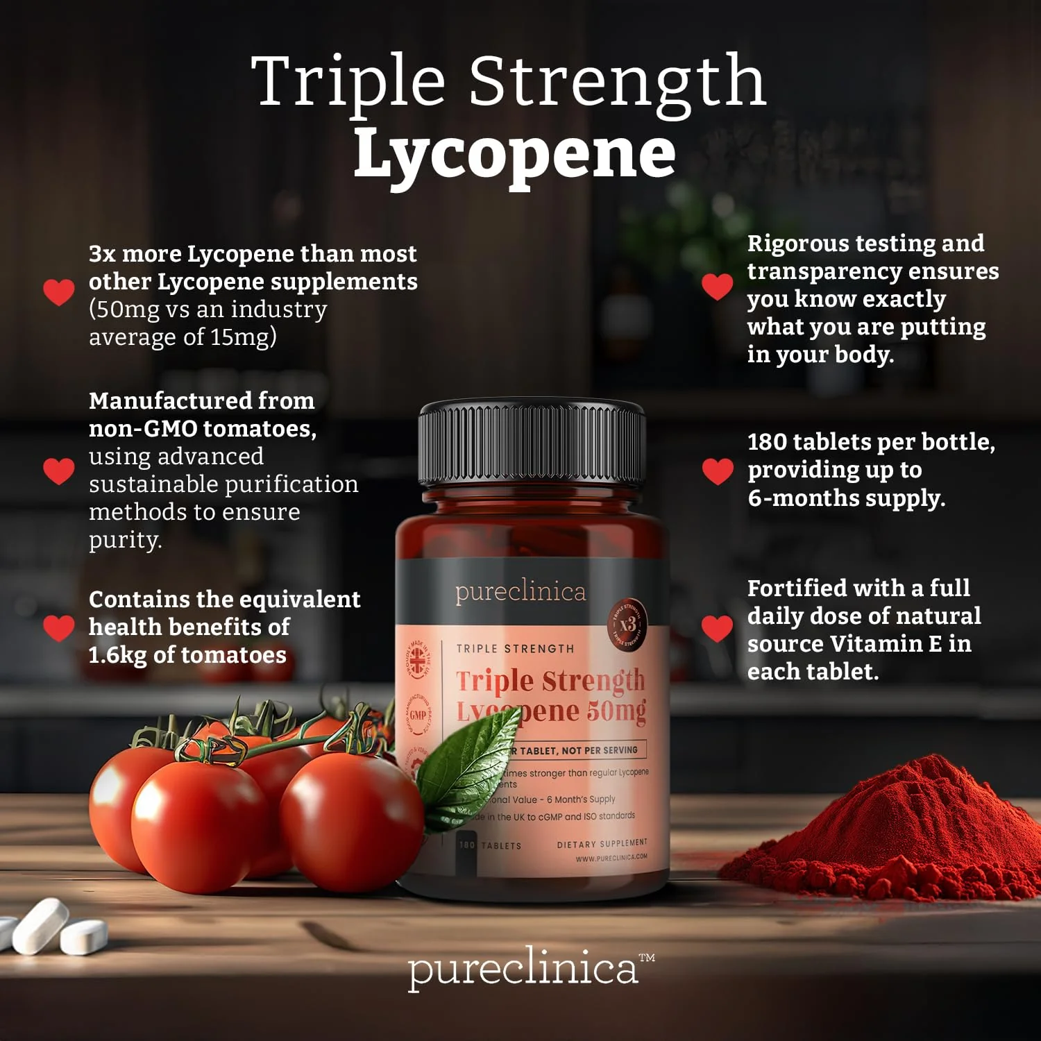 PureClinica Lycopene 50mg 180 Tablets | 6-Month Supply | 3x Strength - Image 5