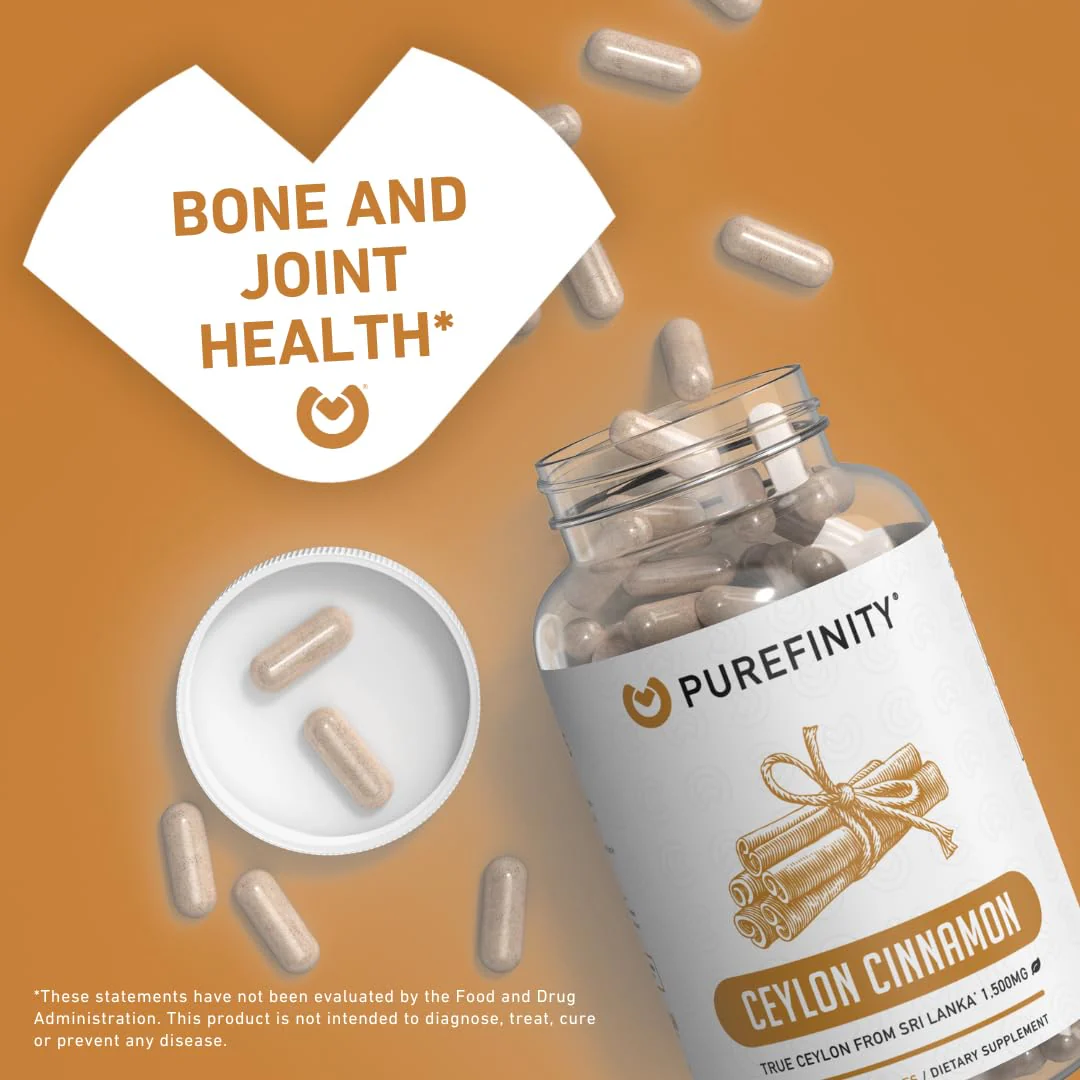 PUREFINITY Ceylon Cinnamon Capsules – 1500mg, Vegan, Non-GMO, 150 Count (75 Day Supply) Pack of 2 - Image 3