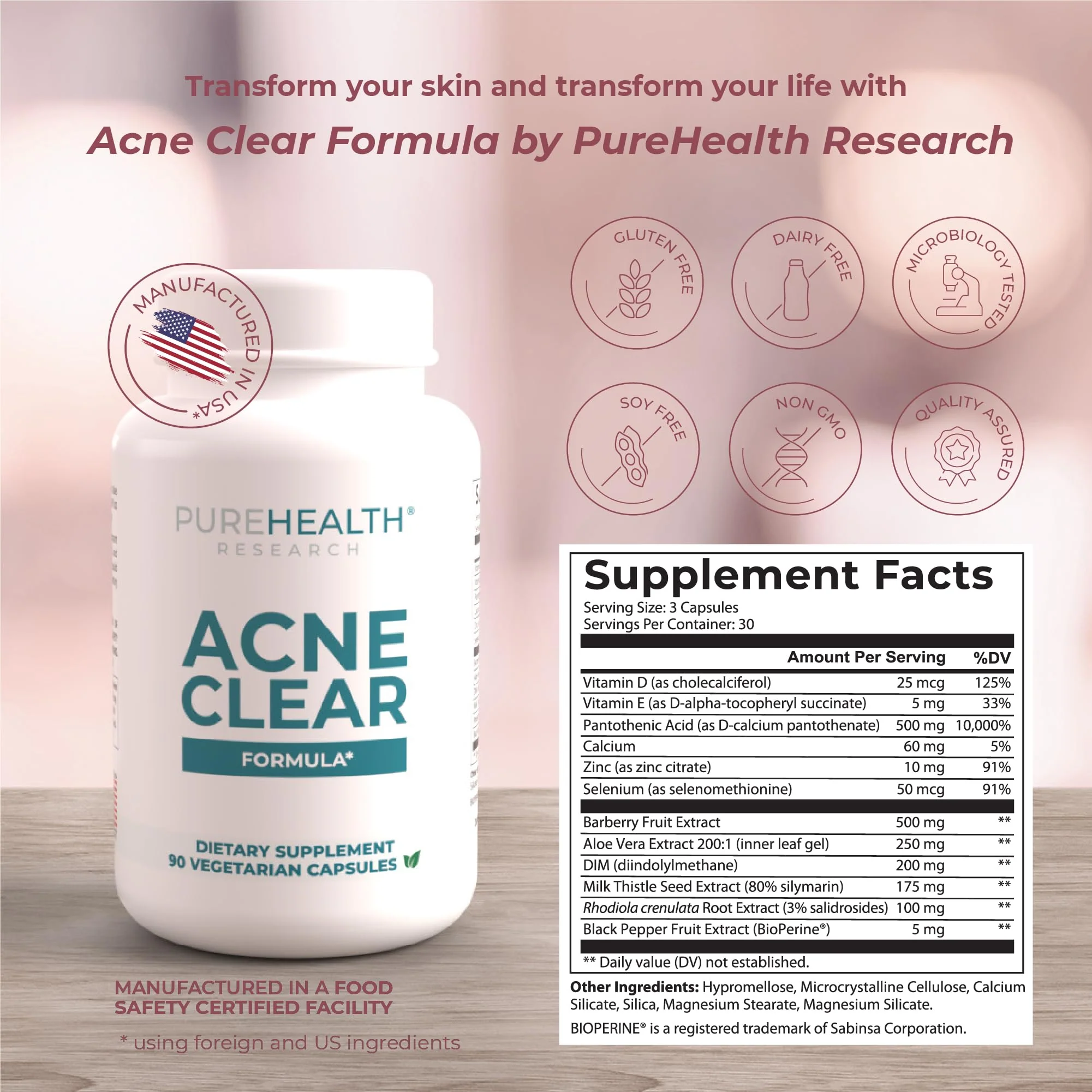 PUREHEALTH RESEARCH Acne Clear Formula – DIM Acne Supplement for Clear Skin - Image 17
