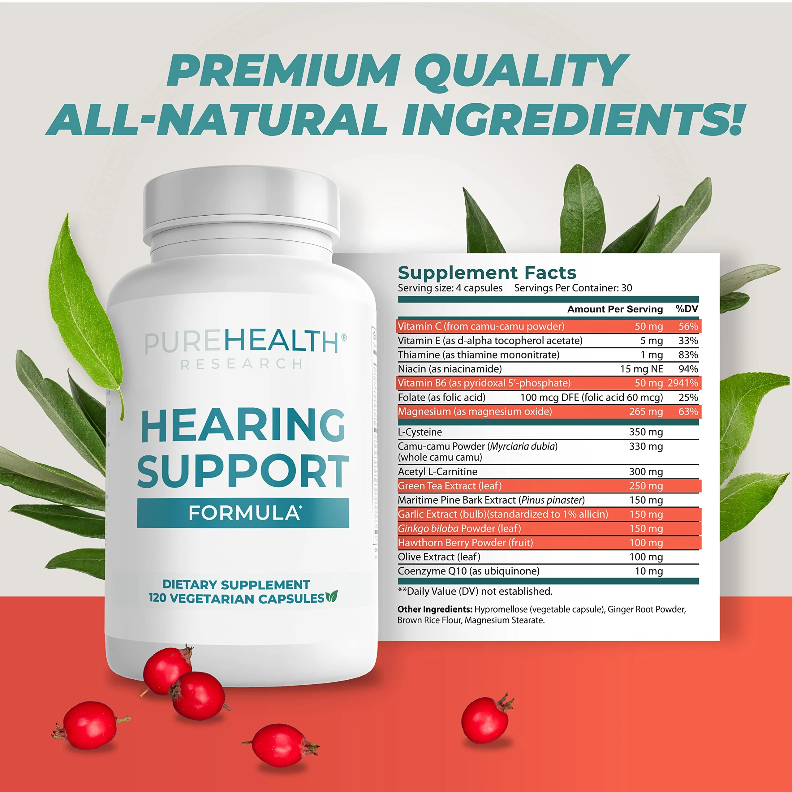 PUREHEALTH RESEARCH Hearing Support Formula – Natural Tinnitus Relief with Flavonoids & Vitamins - Image 3