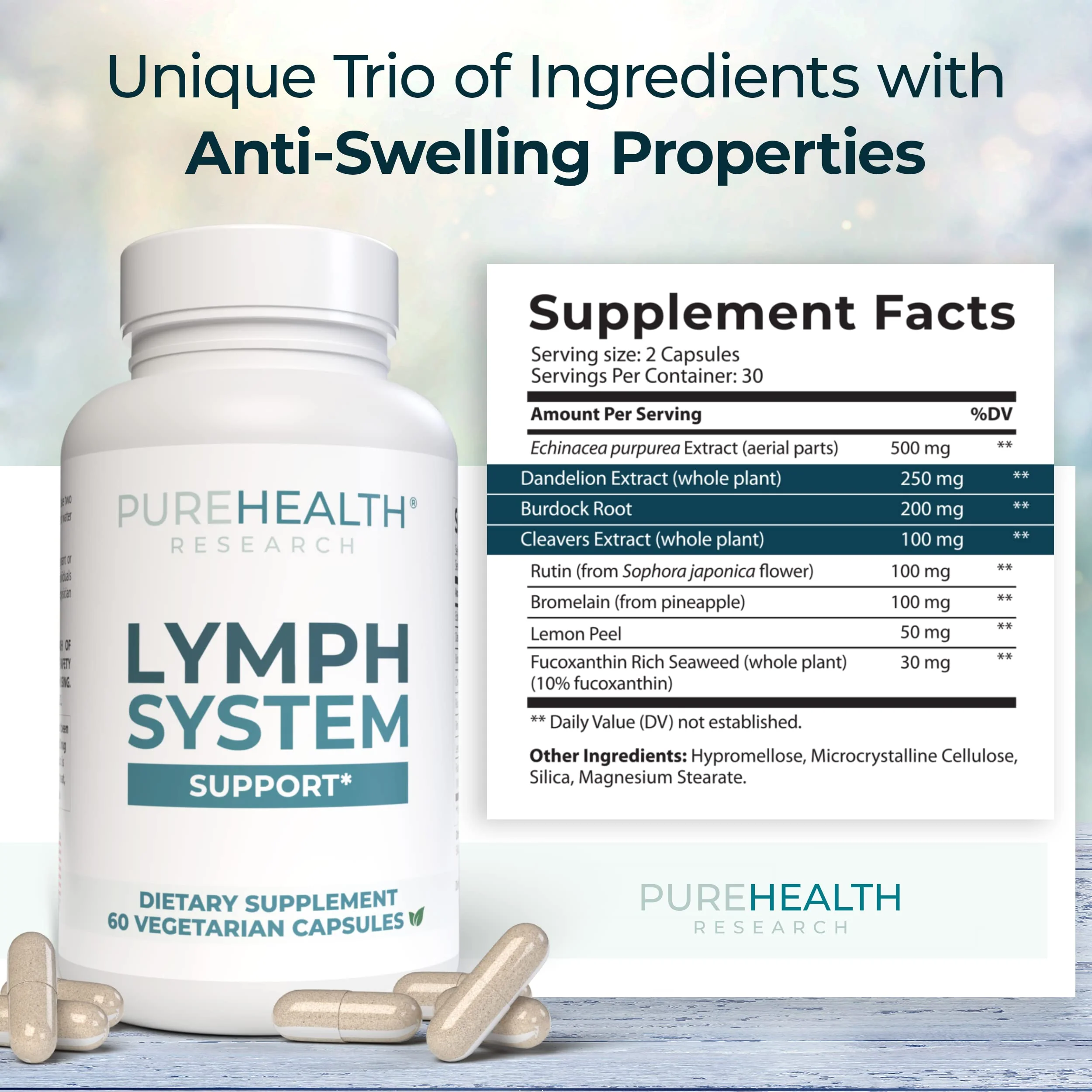 PUREHEALTH RESEARCH Lymph System Support — Lymphatic Drainage Supplement for Women & Men | 360 Capsules - Image 11