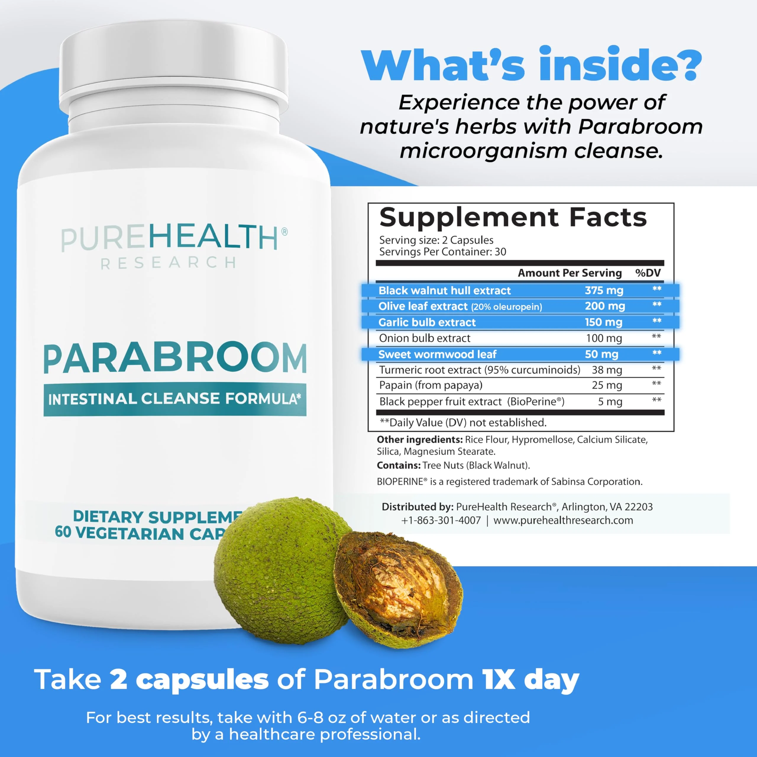 PUREHEALTH RESEARCH Parabroom – Gut Cleanse & Digestive Support – 60 Capsules - Image 2