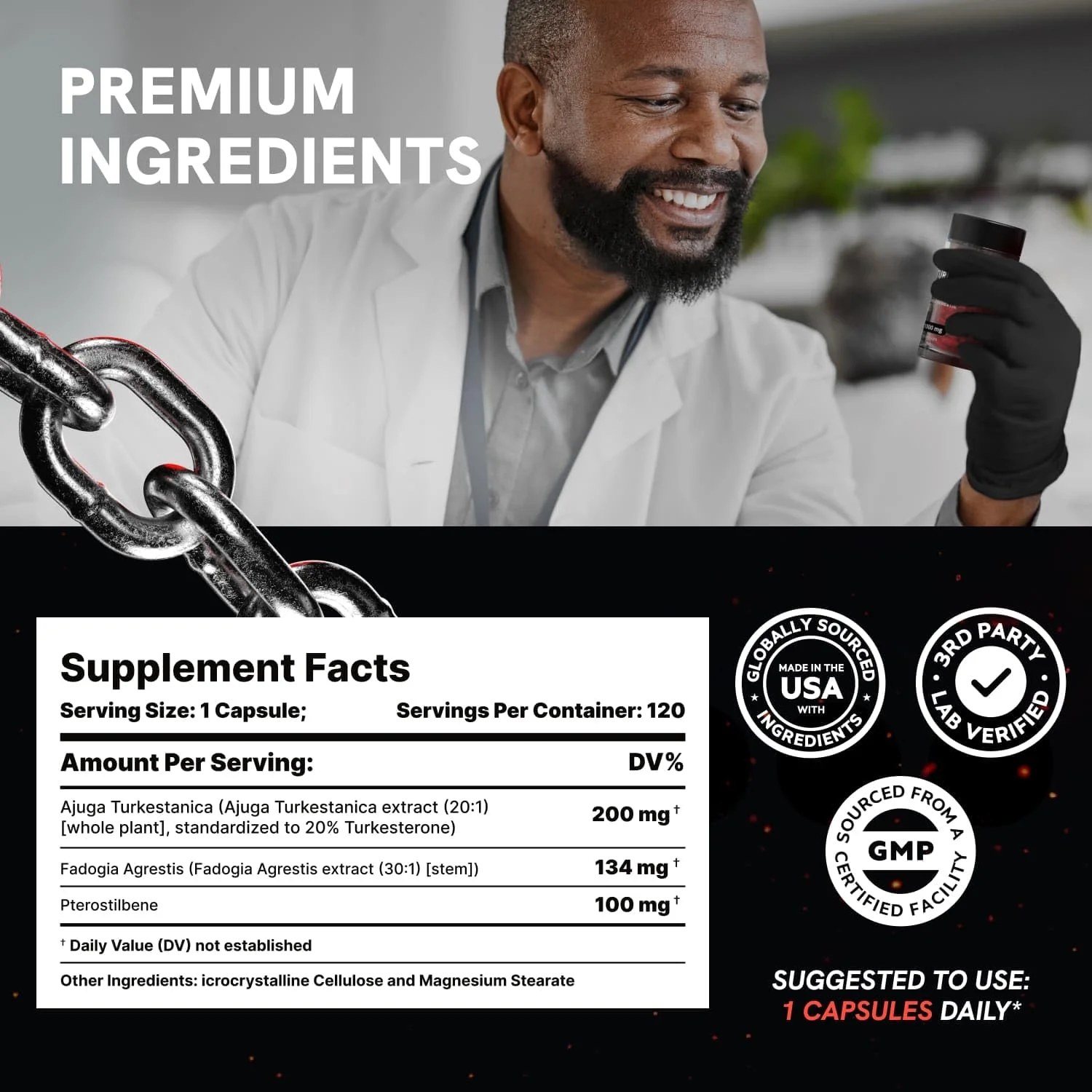 PureNutra Turkesterone for Men | Organic Turkesterone + Fadogia Agrestis | 120 Vegan Capsules (2 Packs) - Image 7