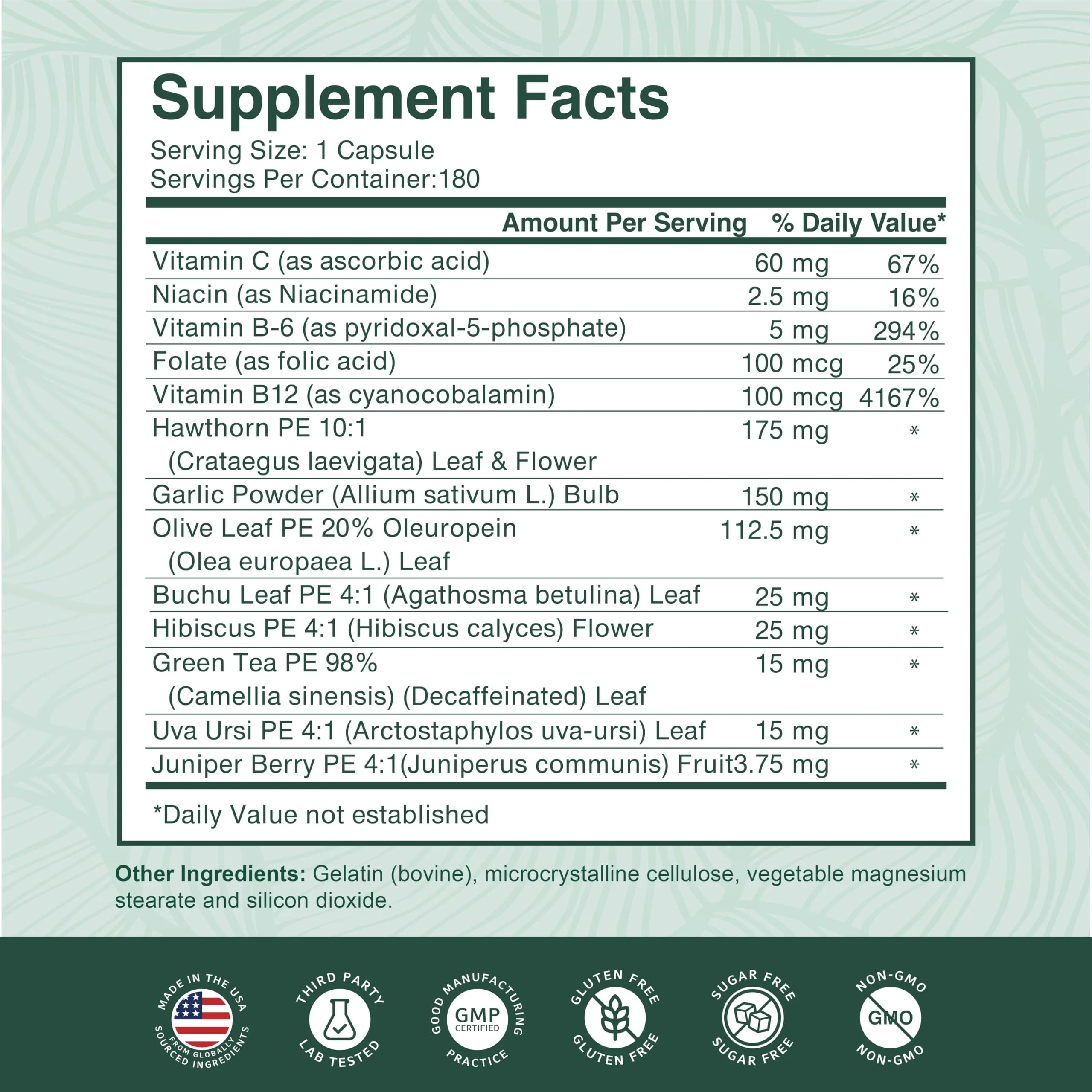 PurePremium Blood Pressure Supplements with Hawthorn, Hibiscus, Garlic & Vitamin B12 – Nitric Oxide & Circulation Support (180ct) - Image 5