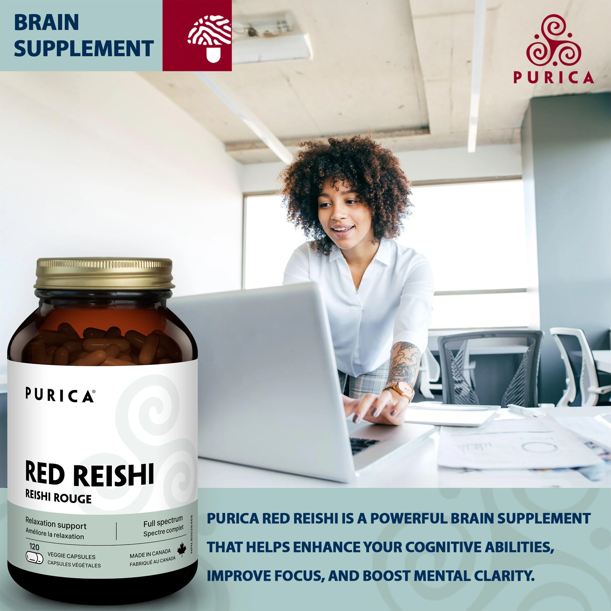 PURICA Red Reishi 120 CT | 400mg Reishi Mushroom Supplement - Image 11
