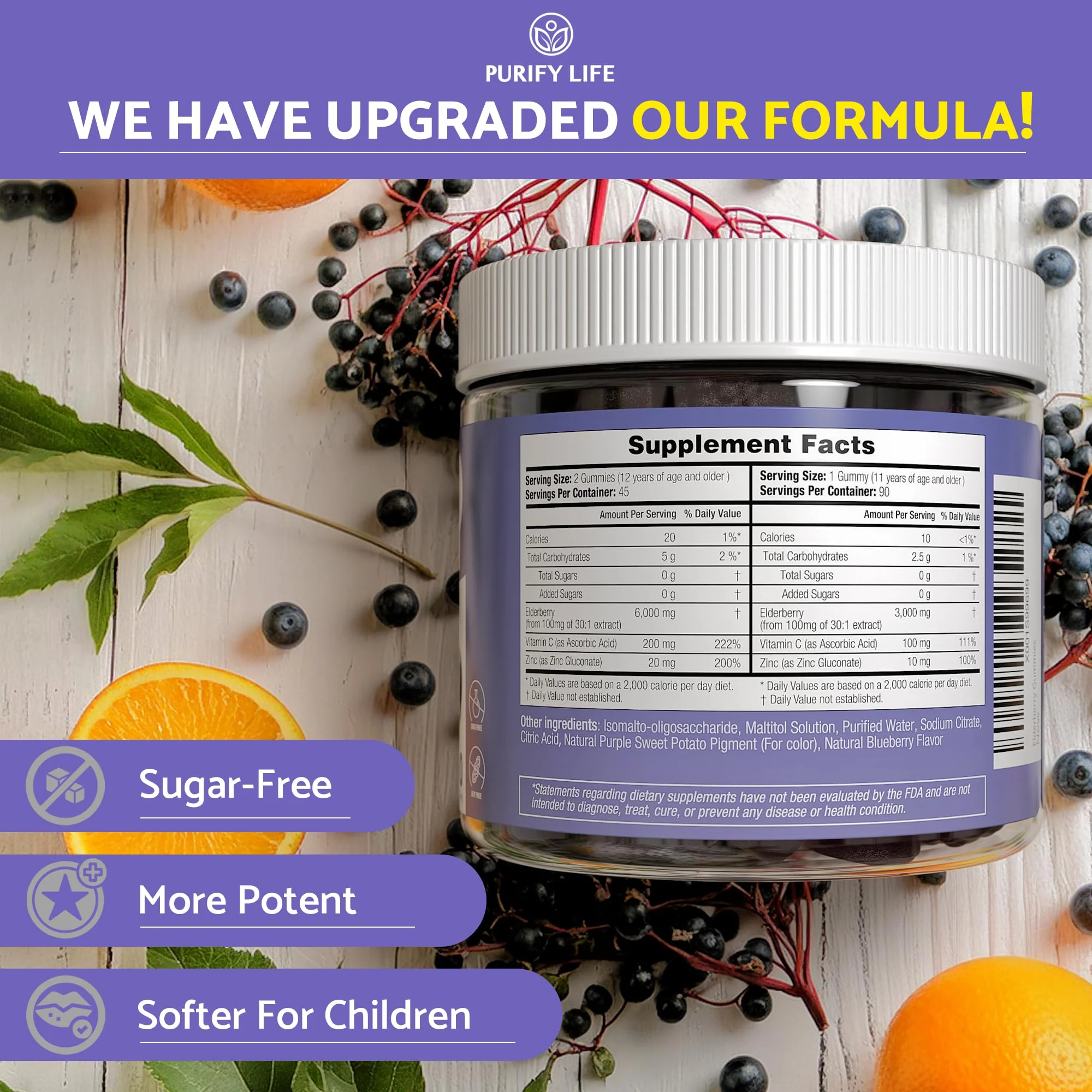Purify Life Sugar-Free Elderberry Gummies – Vitamin C & Zinc, Vegan, 90 Count - Image 5