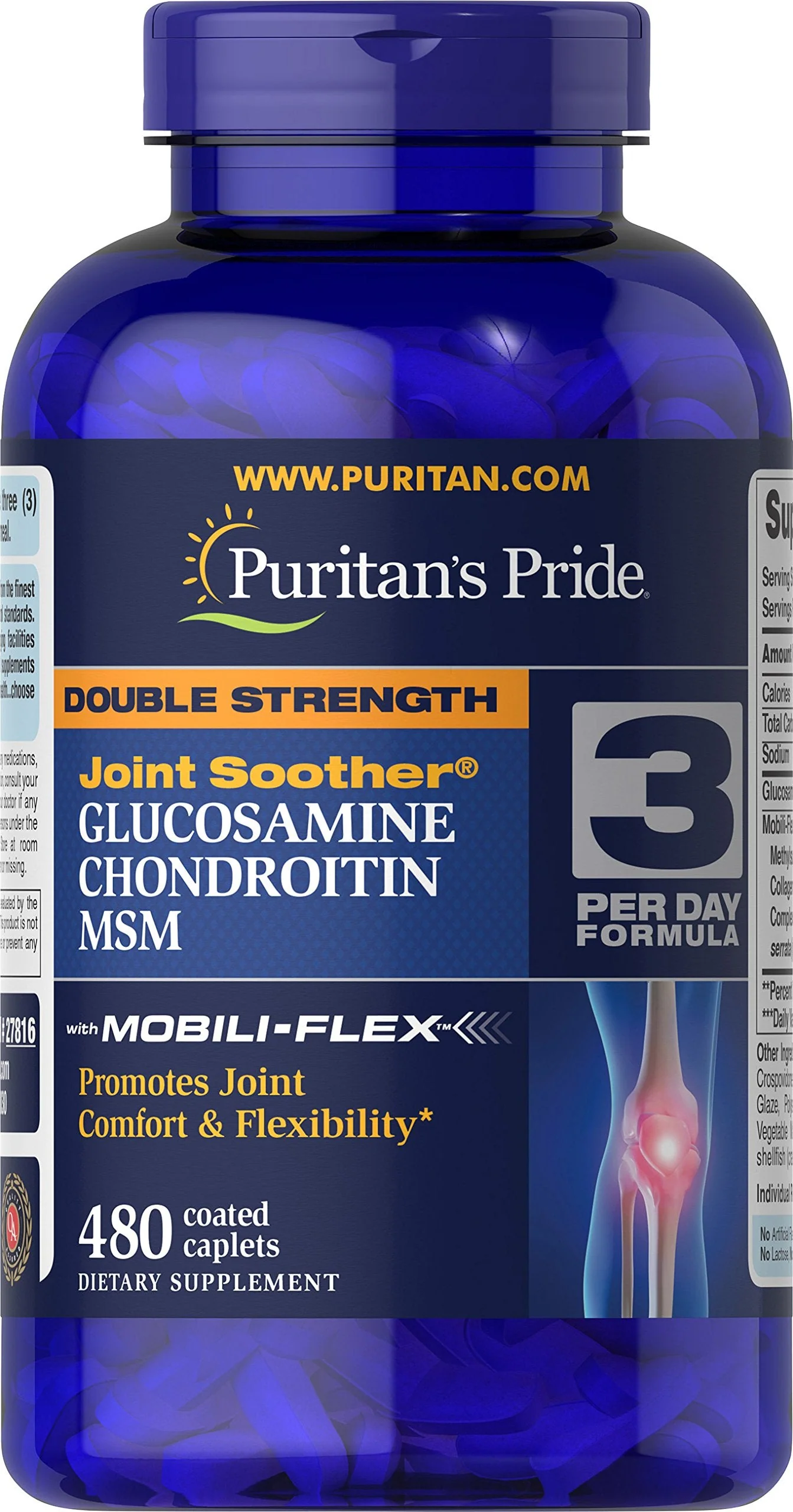 Puritan's Pride Glucosamine, Chondroitin & MSM – 3 Per Day Formula