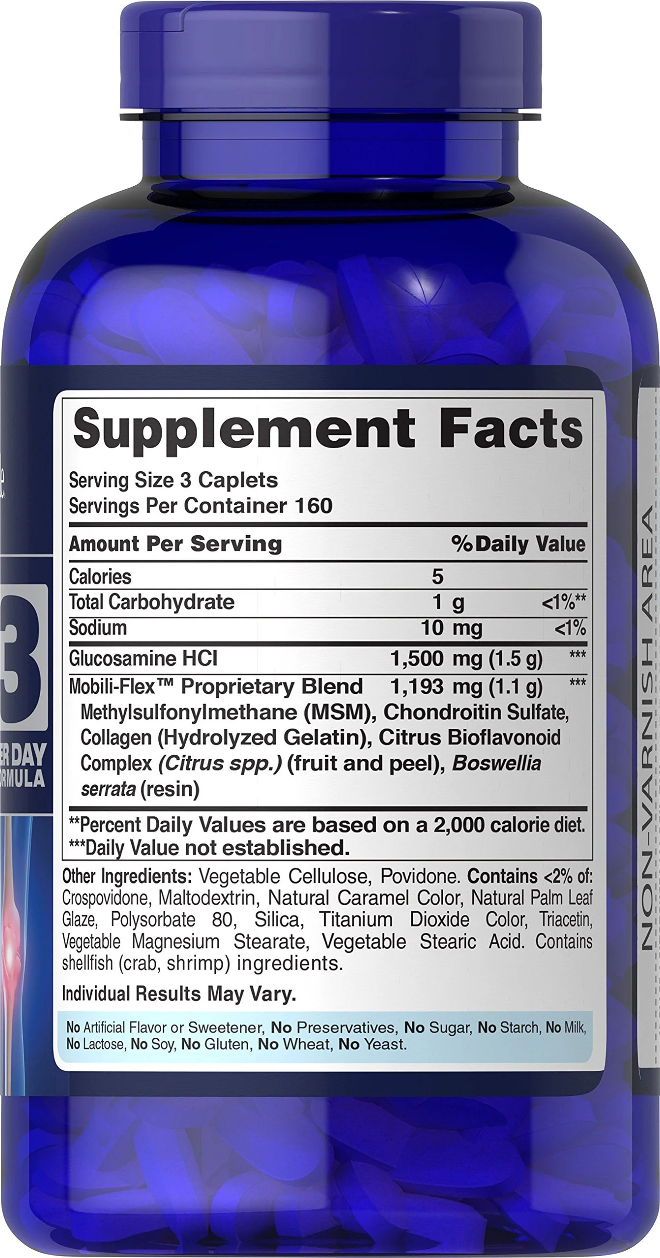 Puritan's Pride Glucosamine, Chondroitin & MSM – 3 Per Day Formula - Image 3