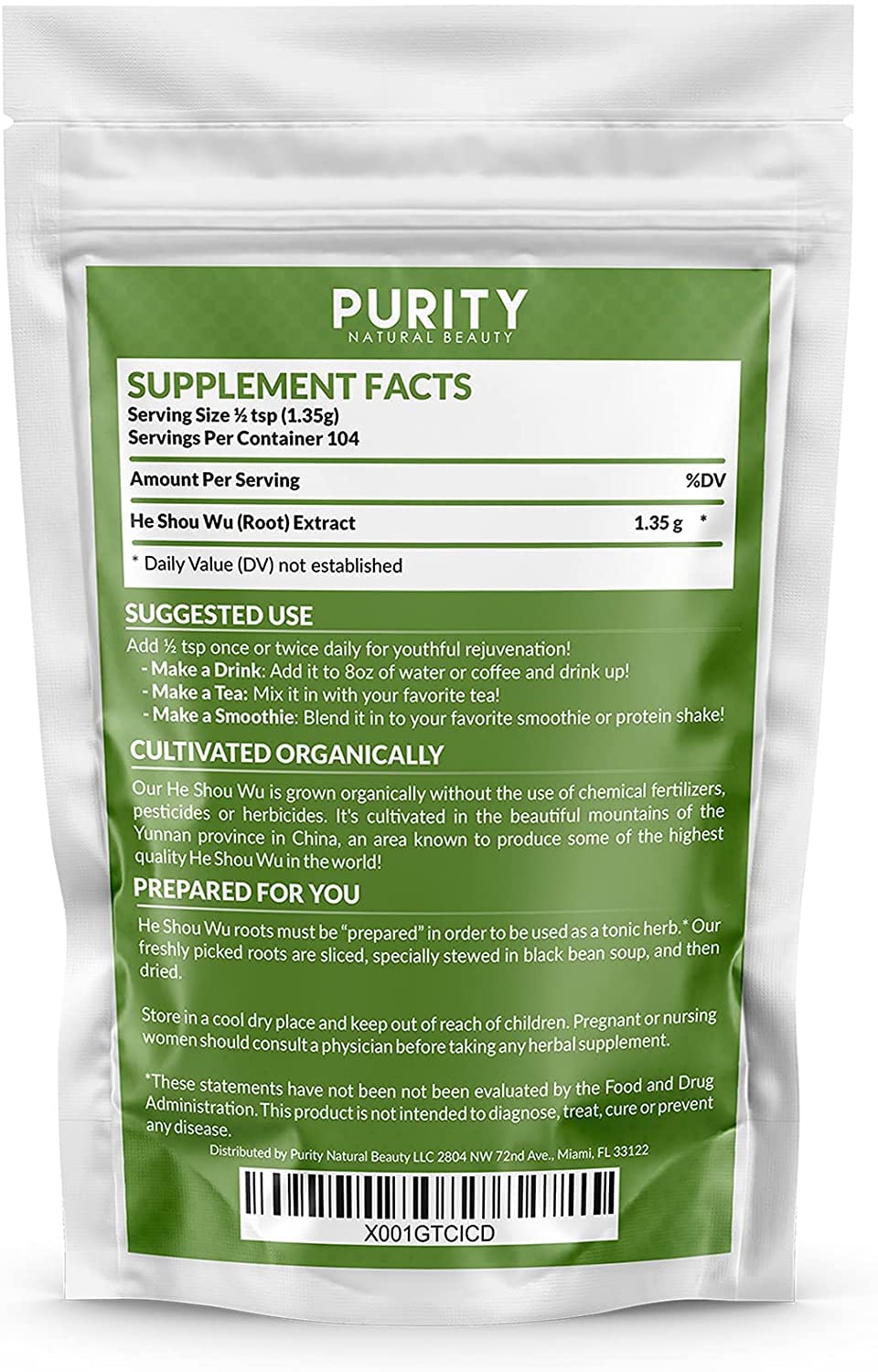 Purity Natural Beauty Organic He Shou Wu 5oz | 30:1 Fo-ti Extract - Image 8