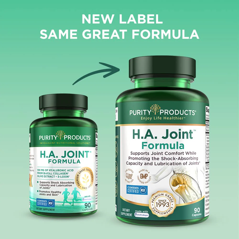 Purity Products HA Joint Formula with Hyaluronic Acid, BioCell Collagen, 5-Loxin – Joints + Skin Support, 90 Caps - Image 4