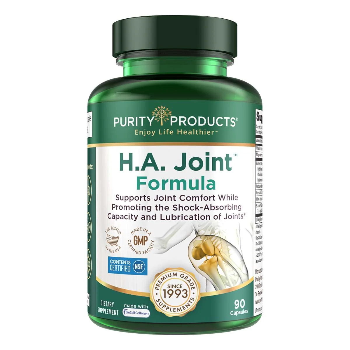 Purity Products HA Joint Formula with Hyaluronic Acid, BioCell Collagen, 5-Loxin – Joints + Skin Support, 90 Caps - Image 8