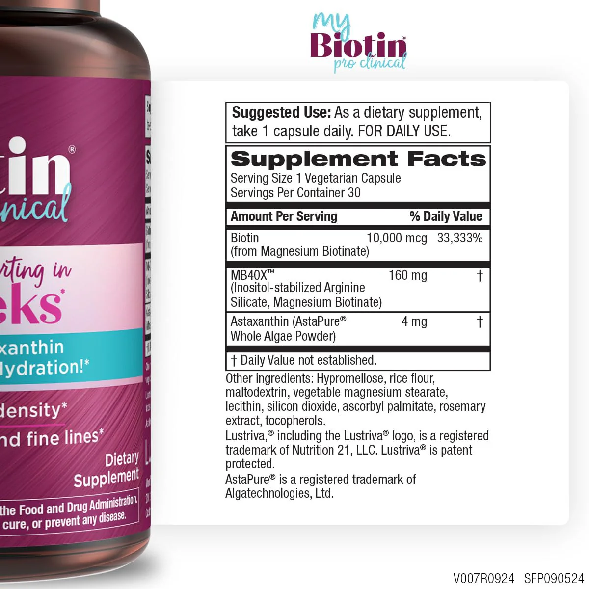 Purity Products MyBiotin ProClinical – 40x Soluble Biotin for Hair, Skin & Nails | 30 Veg Capsules - Image 2