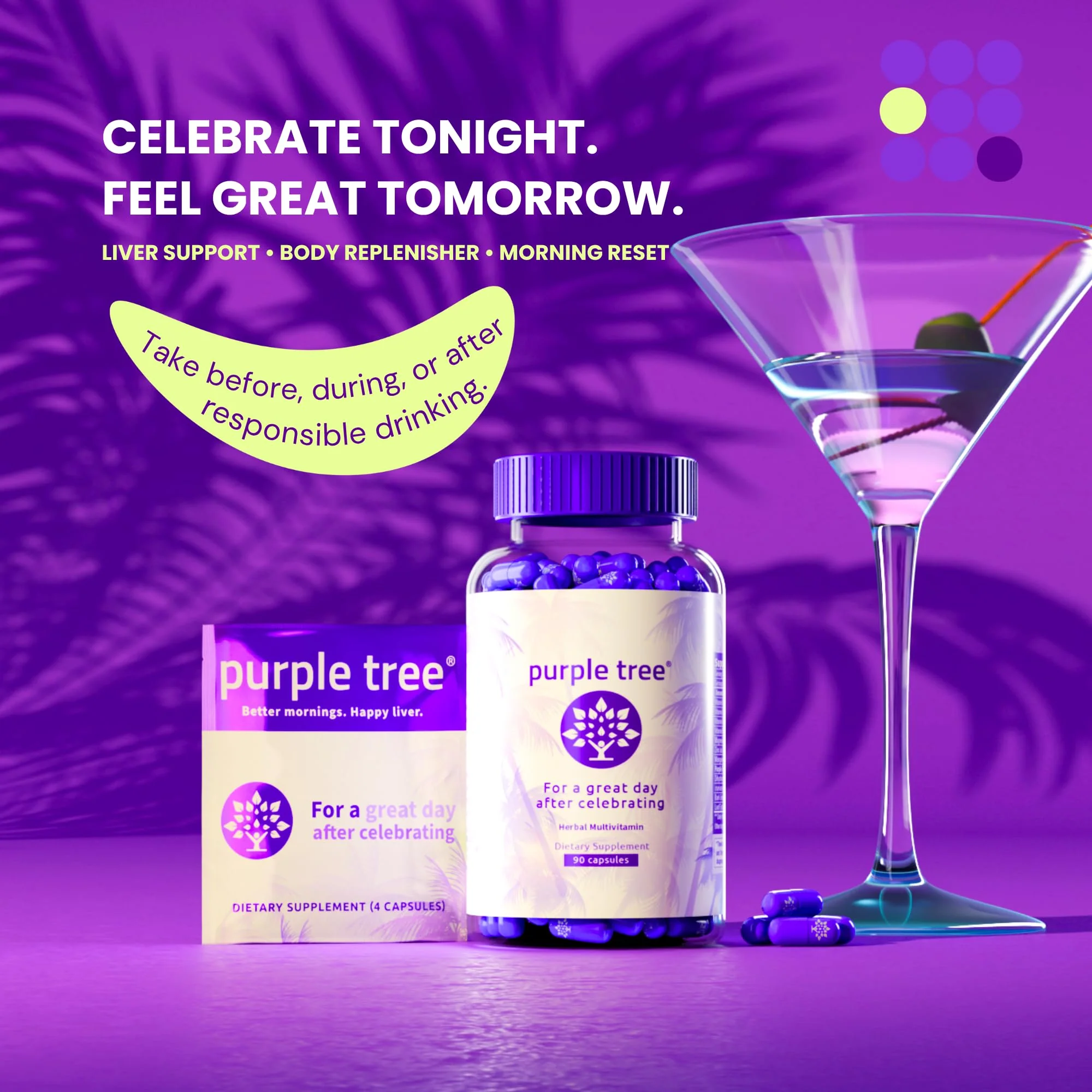 Purple Tree Post-Celebration Wellness Supplement | Liposomal DHM, Glutathione & Milk Thistle for Liver Support | 60 Capsules - Image 2