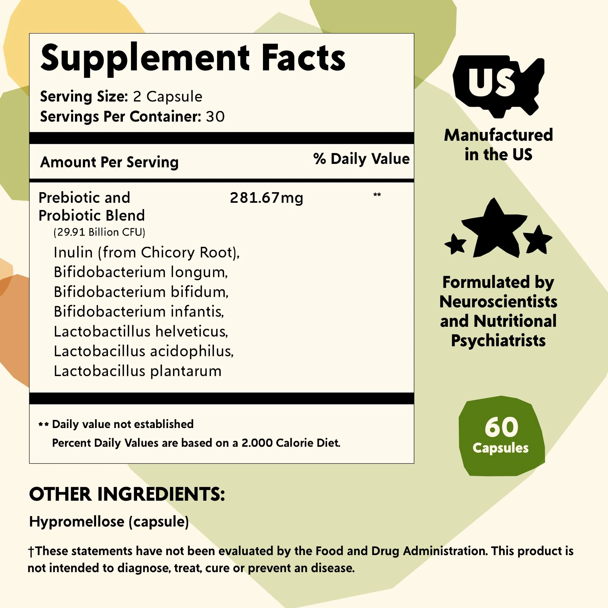 PYM Mood Biotics: Probiotic & Prebiotic Mood Support – 22.91B CFU, 60 Count, Vegan, Gluten Free, Non-GMO - Image 2