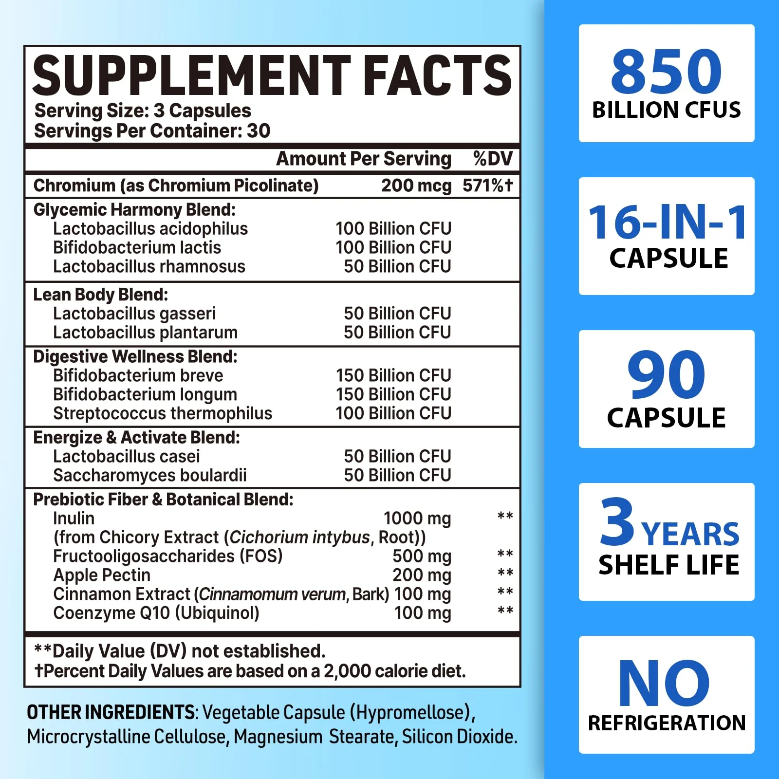 QIVERNAMY Probiotics for Men 50+ — 850B CFU, CoQ10, 360 Caps, 1800mg Prebiotic Fiber - Image 3