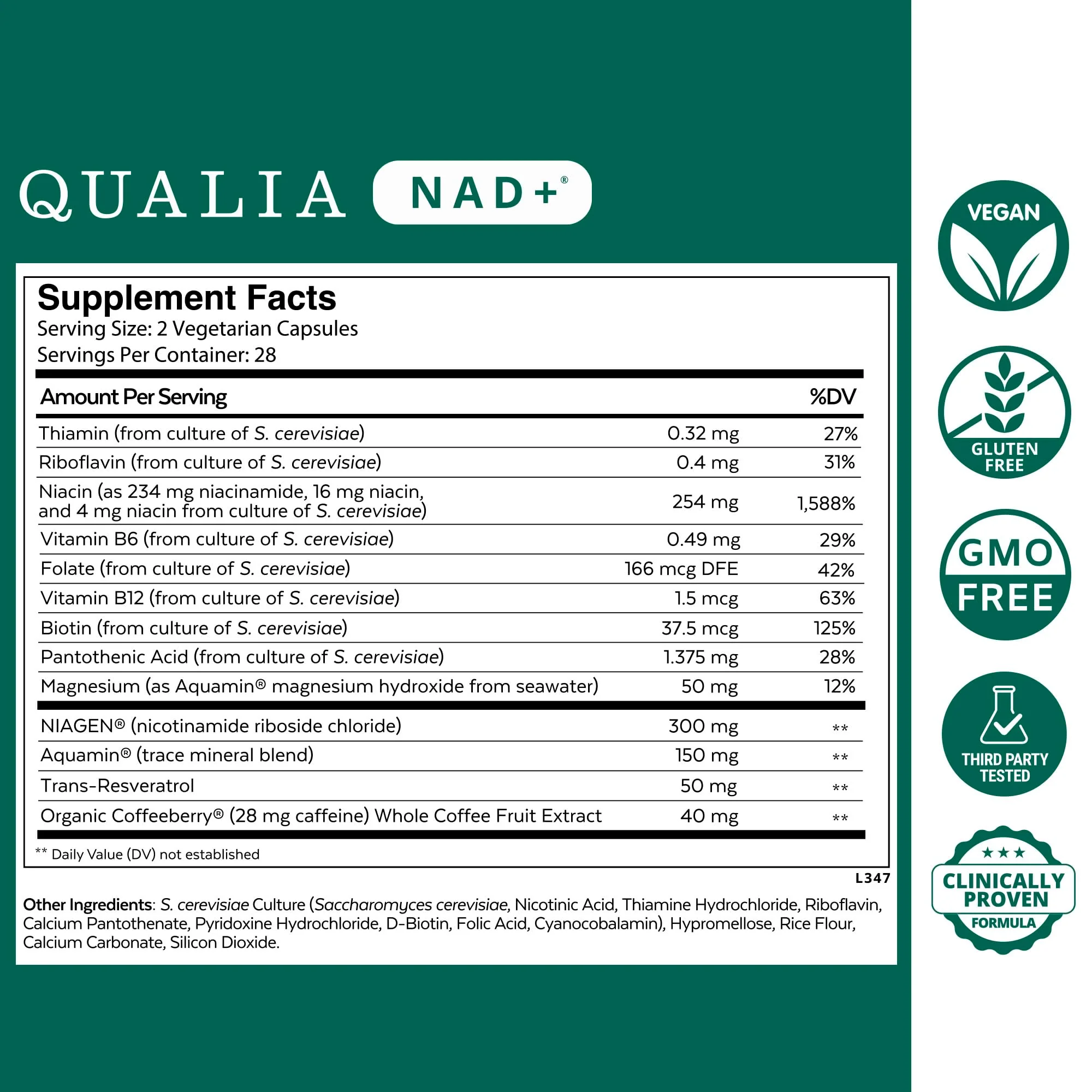 Qualia NAD Supplement — Clinically Boost NAD+ Up to 67% | Niagen, Niacin & Niacinamide | 1 Month Supply - Image 10