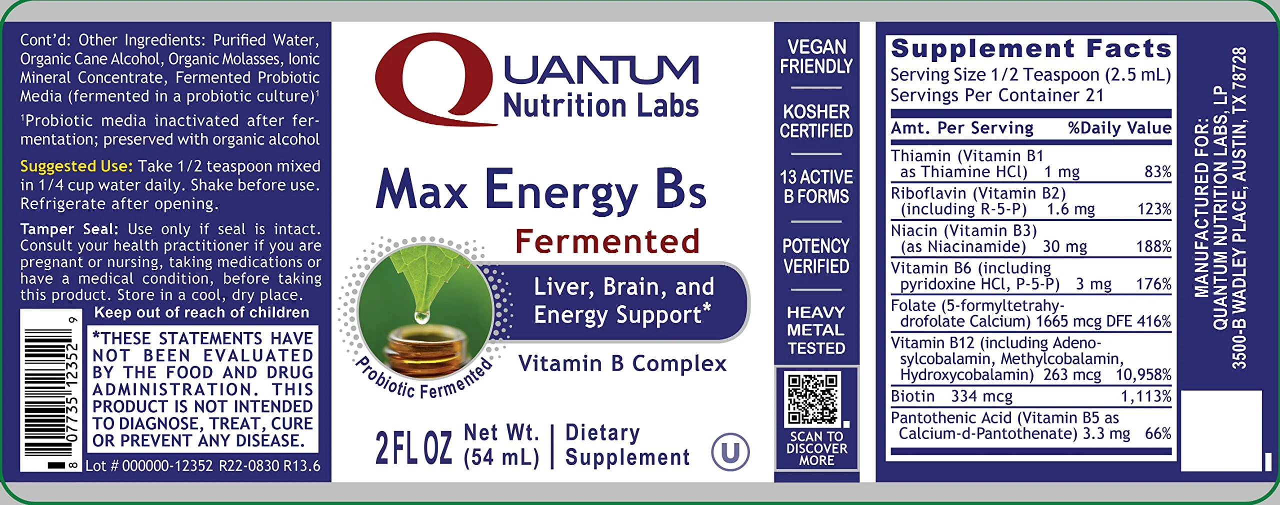 Quantum Nutrition Labs Max Energy B – Liquid Vitamin B Complex (2 Fl Oz) - Image 5