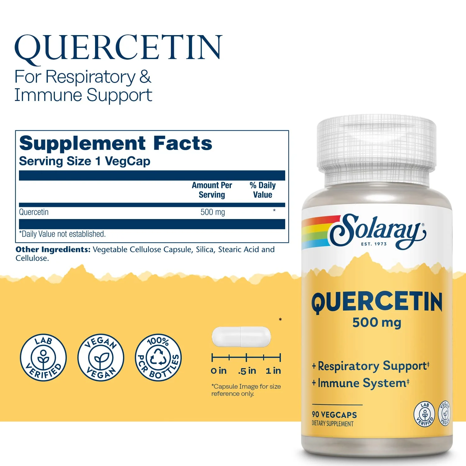 Quercetin 500mg Solaray 90 Caps Pack of 2 | Quercetin Supplement - Image 2
