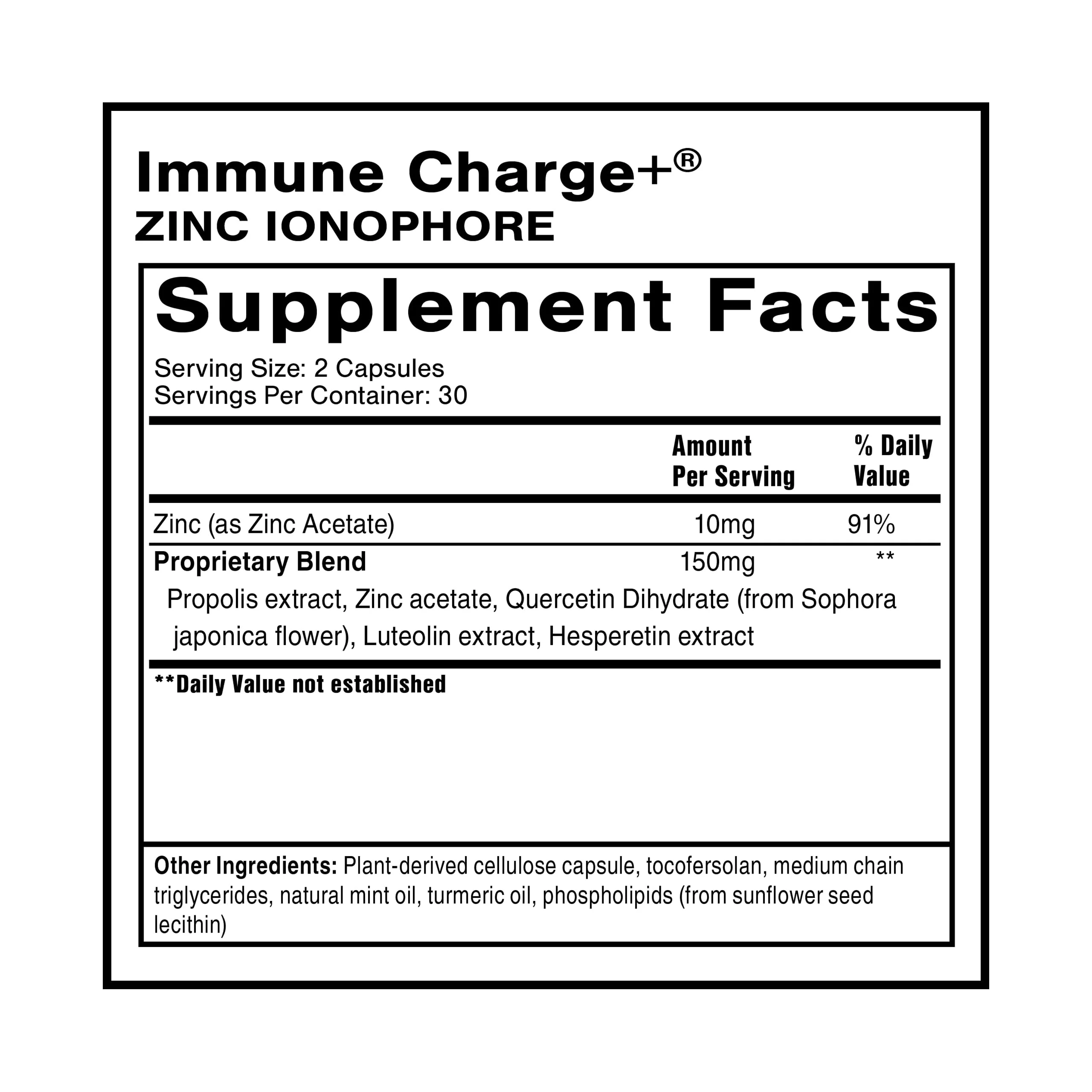 Quicksilver Immune Charge+ Zinc Ionophore – Zinc + Quercetin, Luteolin & Hesperetin (60 Capsules) - Image 2